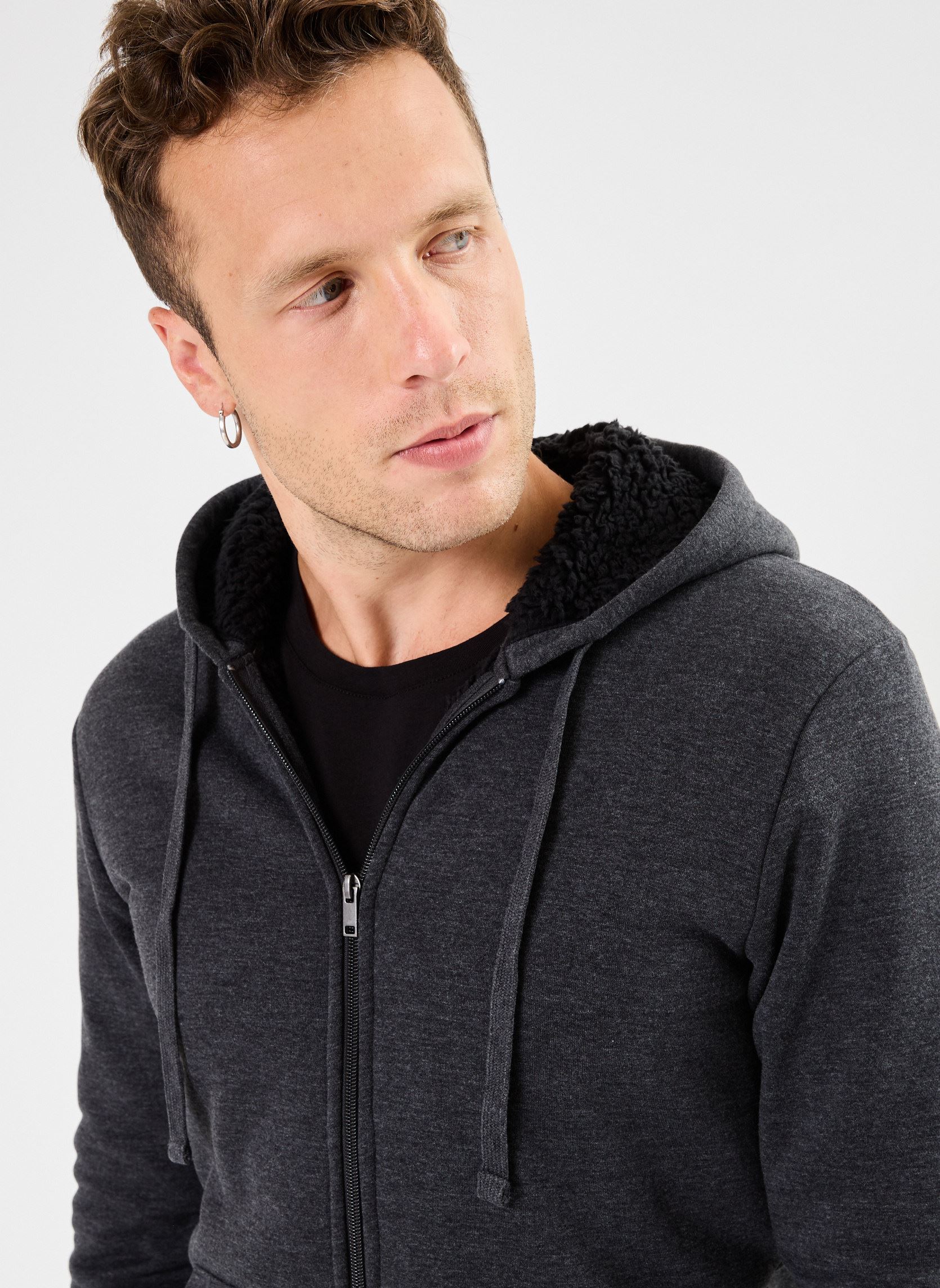 Sweaters met rits MONSHERPA heren grijs MADE BY Sweaters met rits MONSHERPA heren grijs GRIS FONCE CHINE