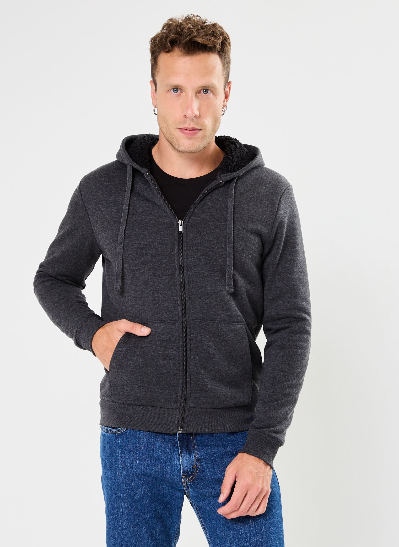 Sweaters met rits MONSHERPA heren grijs MADE BY Sweaters met rits MONSHERPA heren grijs GRIS FONCE CHINE