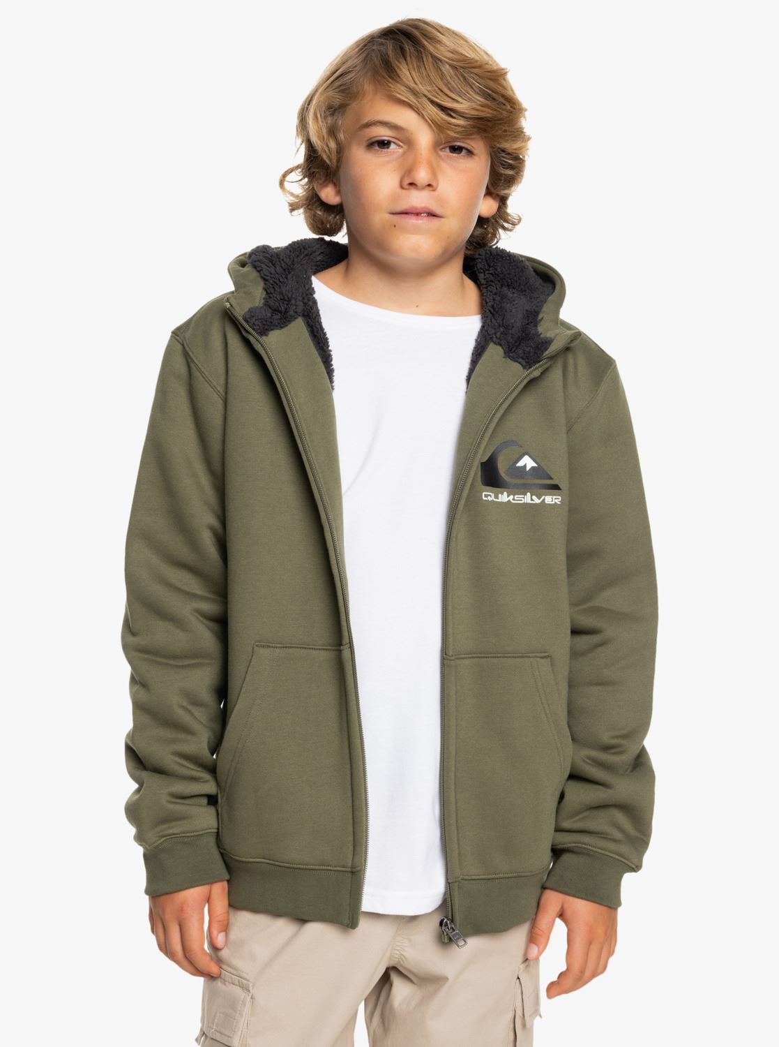 Sweaters met rits Bestwavesherpa jongens groen Quiksilver Sweaters met rits Bestwavesherpa jongens groen FOUR LEAF CLOVER