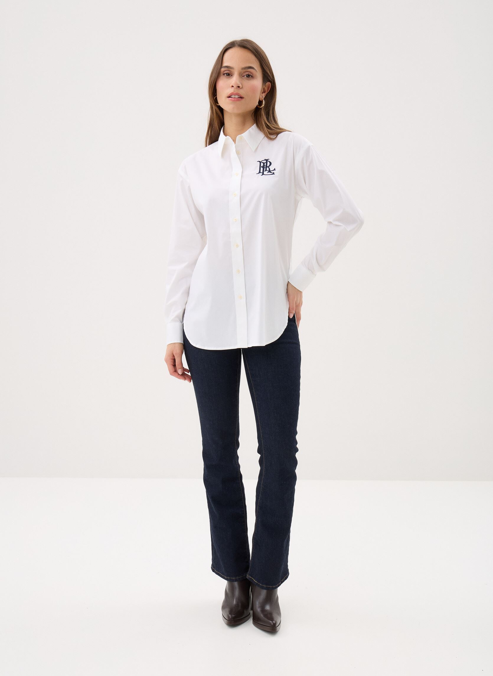 Lange mouw overhemden Kotta-Long Sleeve-Button Front Shirt dames wit Lauren Ralph Lauren Lange mouw overhemden Kotta-Long Sleeve-Button Front Shirt dames wit WHITE