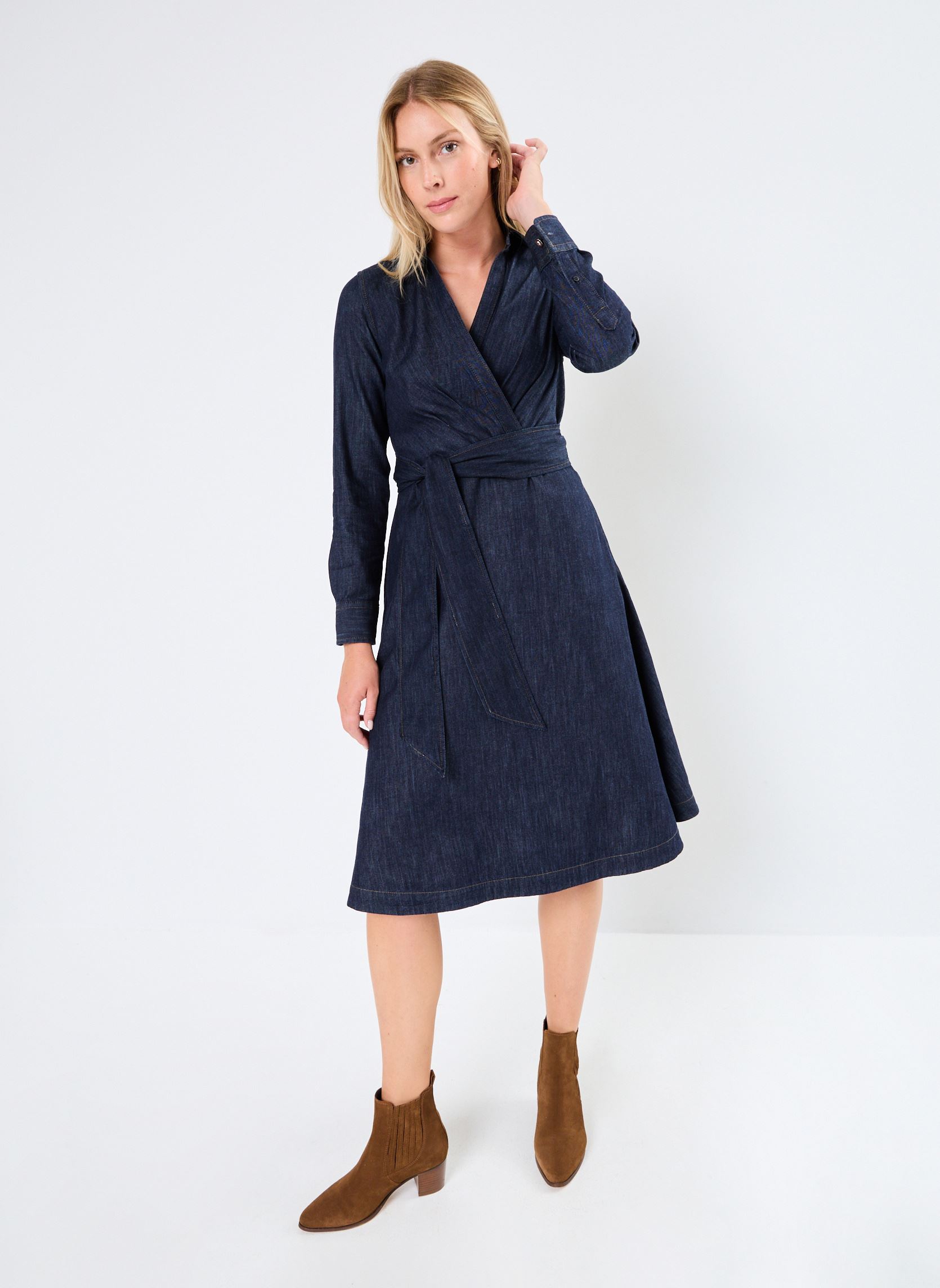Jurken Rowella-Long Sleeve-Day Dress dames blauw Lauren Ralph Lauren Jurken Rowella-Long Sleeve-Day Dress dames blauw DARK RINSE WASH