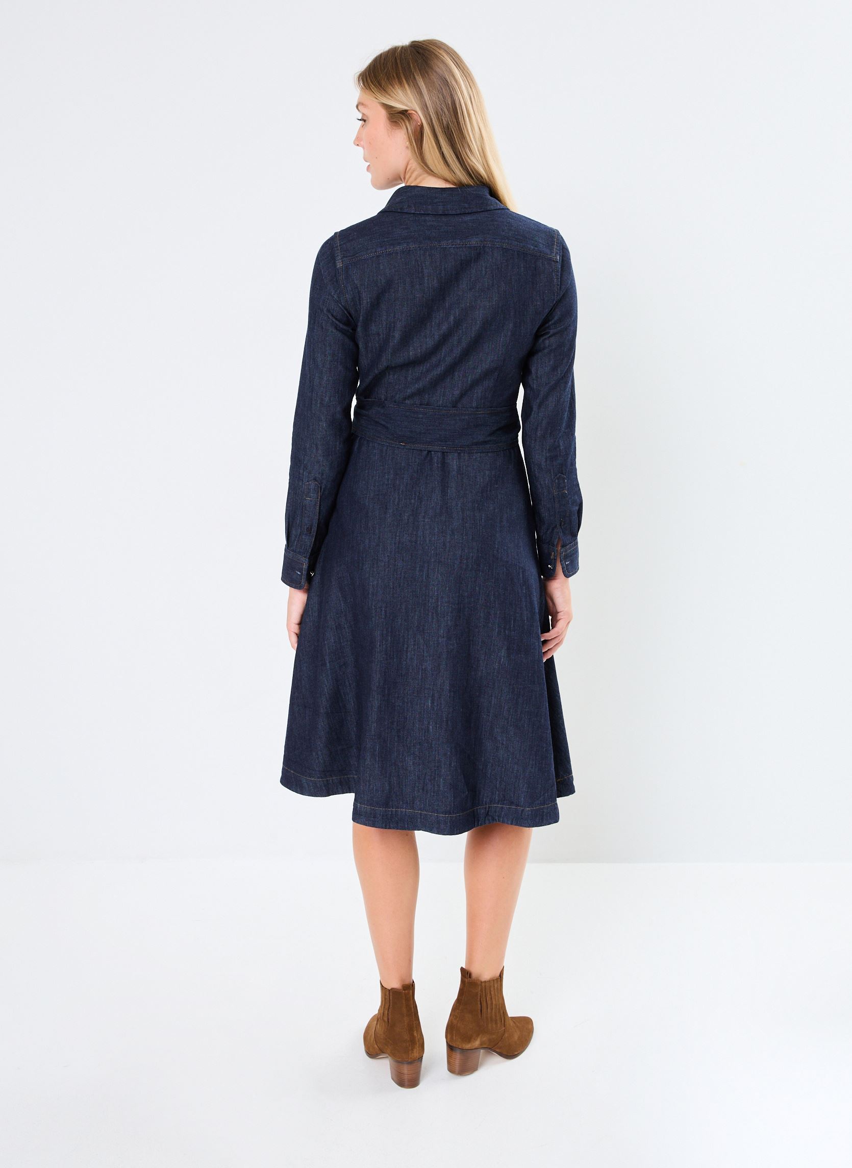 Jurken Rowella-Long Sleeve-Day Dress dames blauw Lauren Ralph Lauren Jurken Rowella-Long Sleeve-Day Dress dames blauw DARK RINSE WASH