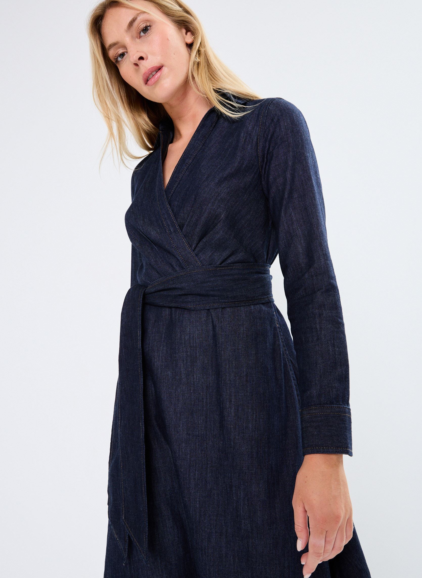 Jurken Rowella-Long Sleeve-Day Dress dames blauw Lauren Ralph Lauren Jurken Rowella-Long Sleeve-Day Dress dames blauw DARK RINSE WASH