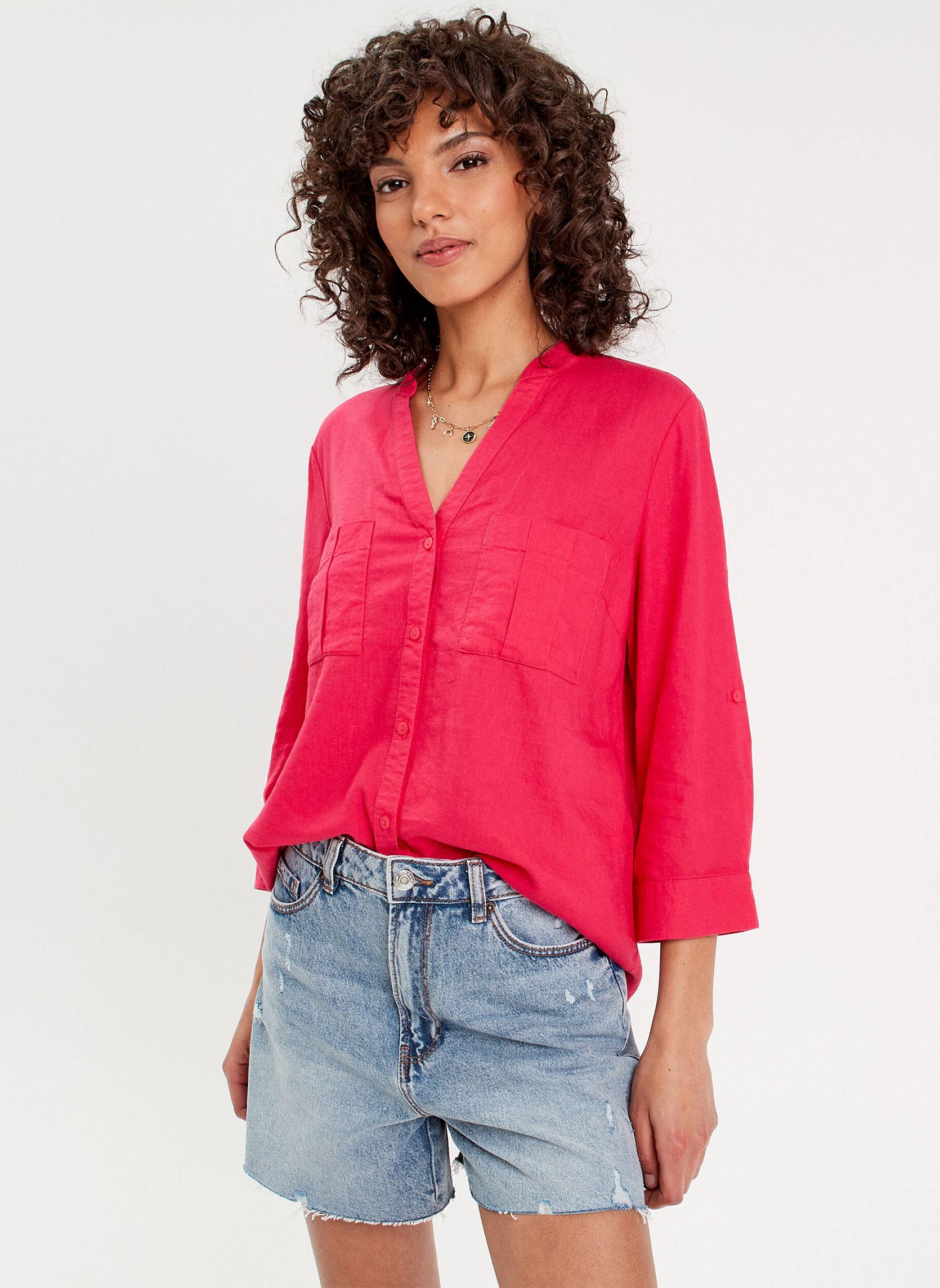 Lange mouw overhemden TULINNEW dames roze Cache Cache Lange mouw overhemden TULINNEW dames roze ROSE RED