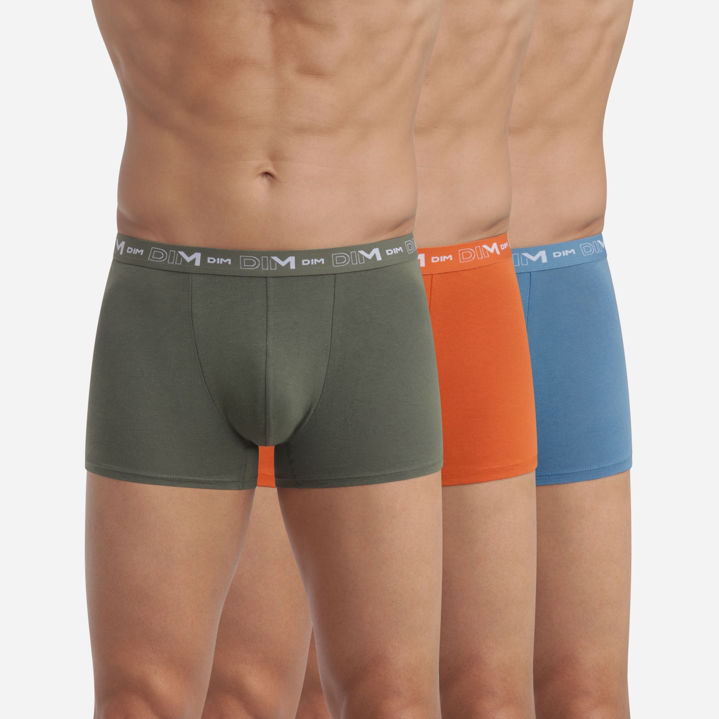 Sportondergoed Coton Stretch Boxers X3 heren blauw Dim Sportondergoed Coton Stretch Boxers X3 heren blauw BLEU RIVI/ORGE NACRE/VERT TEN