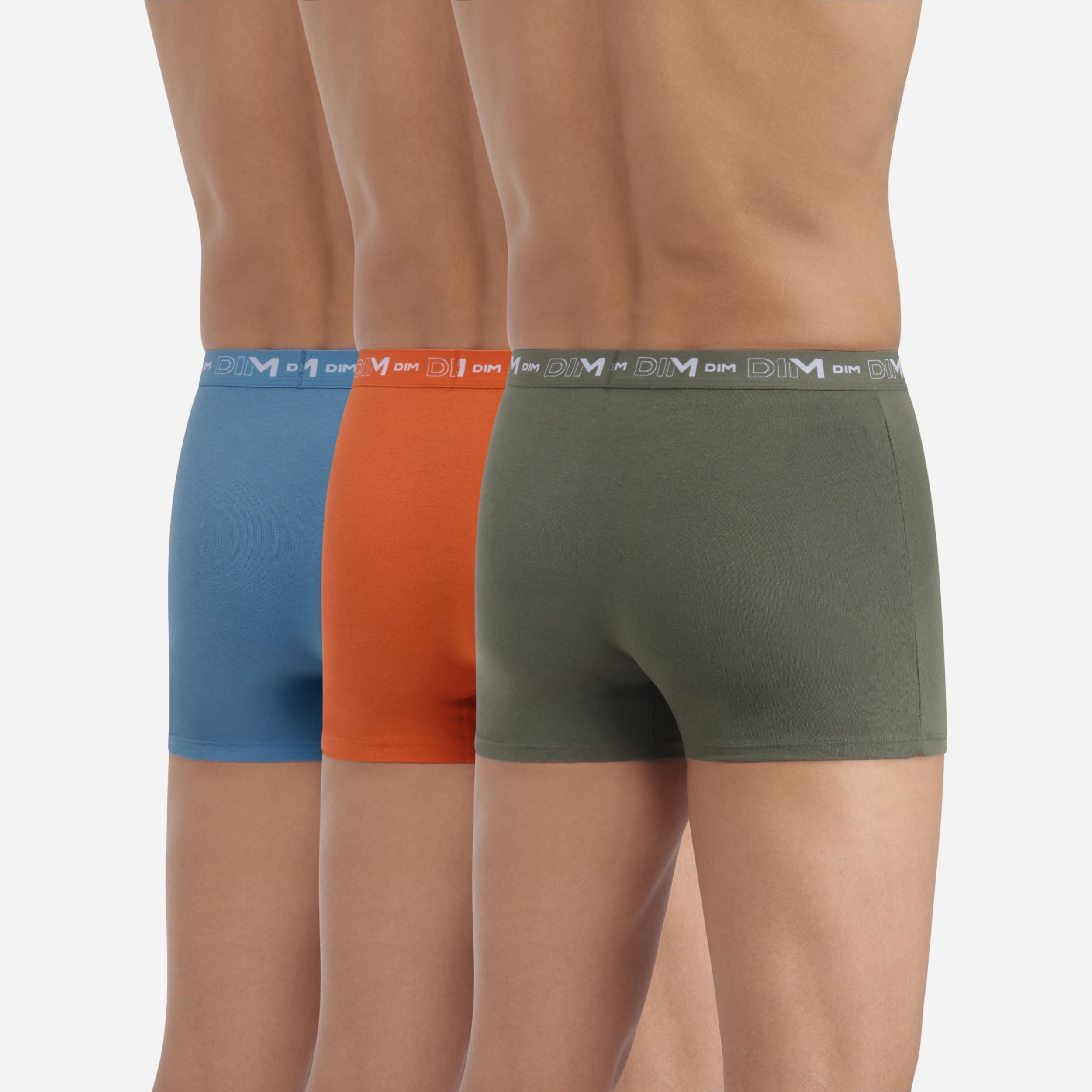 Sportondergoed Coton Stretch Boxers X3 heren blauw Dim Sportondergoed Coton Stretch Boxers X3 heren blauw BLEU RIVI/ORGE NACRE/VERT TEN