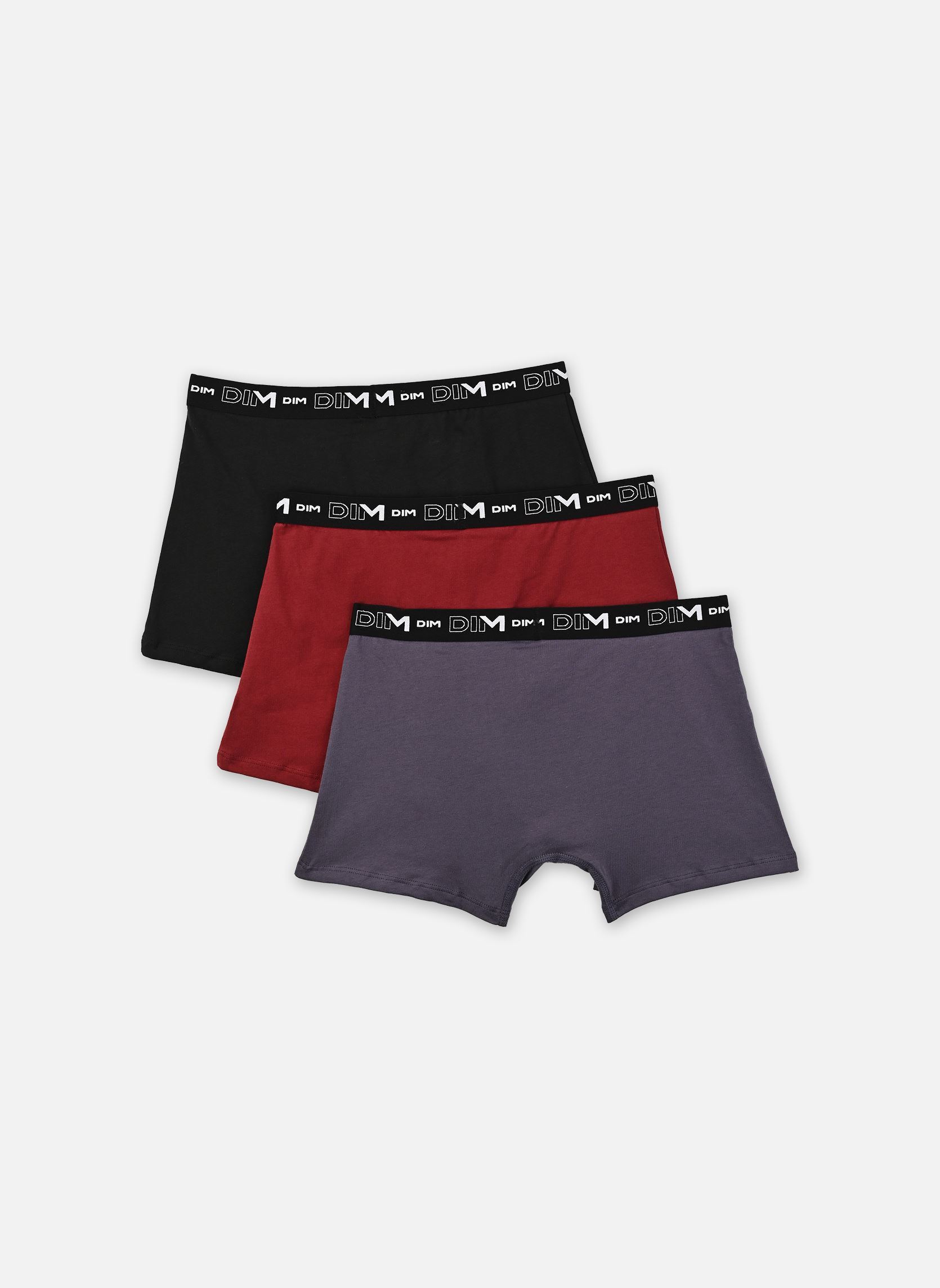 Sportunterwäsche Coton Stretch Boxers X3 herren grau Dim Sportunterwäsche Coton Stretch Boxers X3 herren grau GRIS PLOMB/ROUGE CHILI/NOIR