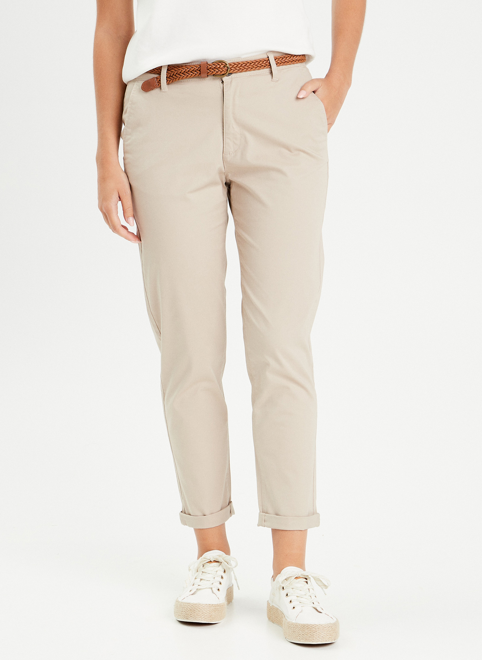 Pantalons droit CHINO-SICO femme beige Cache Cache Pantalons droit CHINO-SICO femme beige Beige