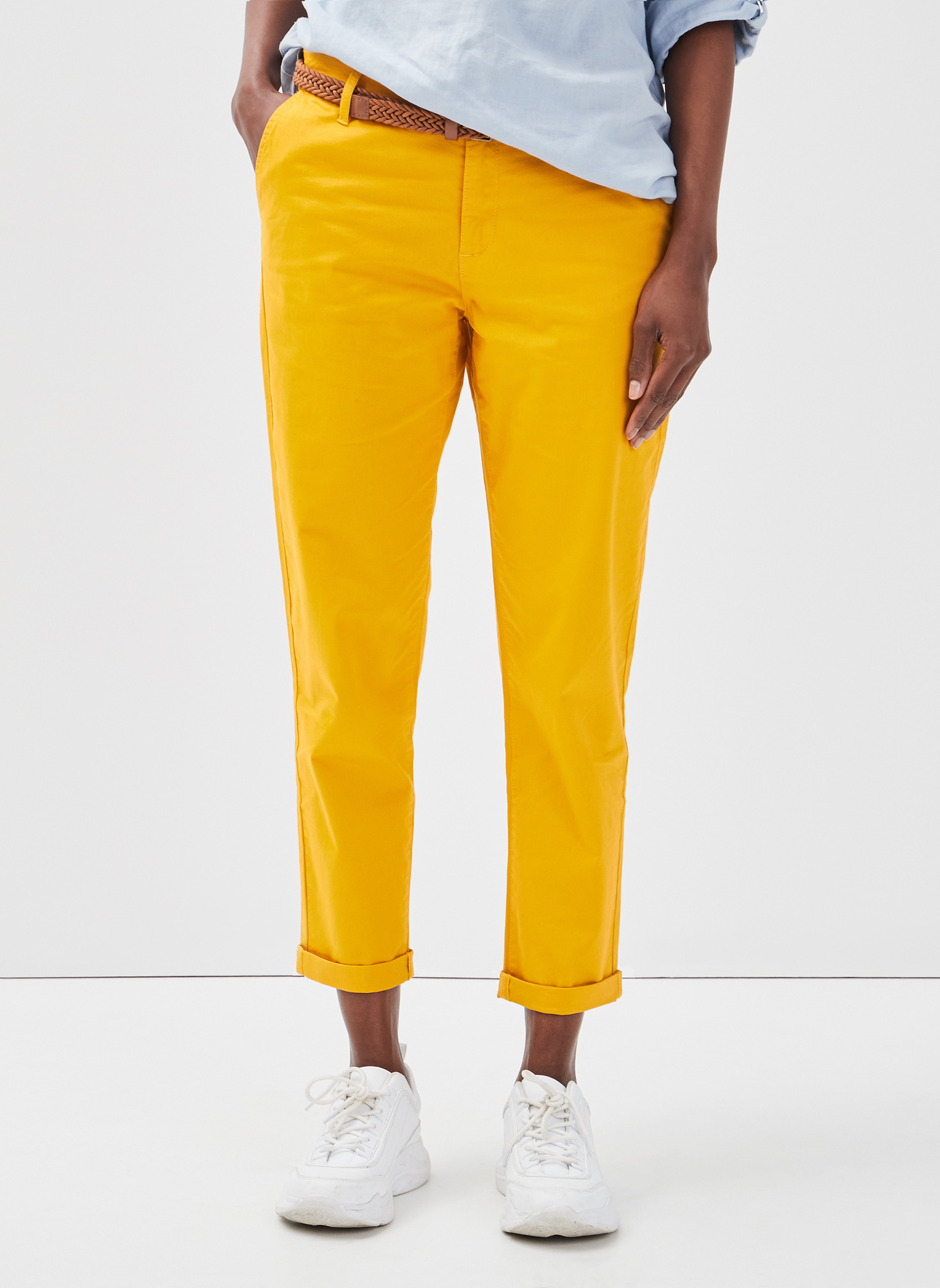Pantalons droit CHINO-SICO femme jaune Cache Cache Pantalons droit CHINO-SICO femme jaune Jaune