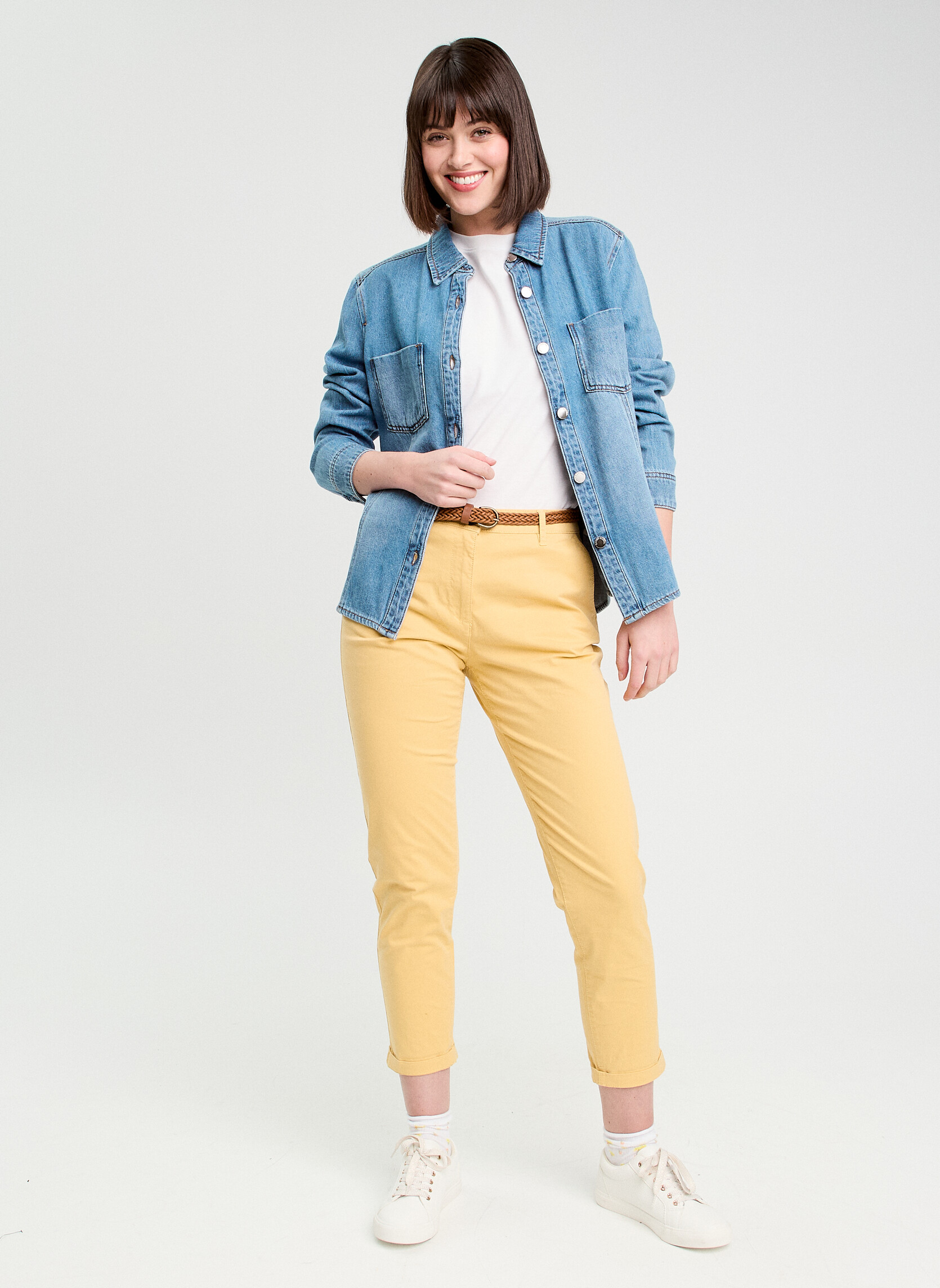 Pantalons droit CHINO-SICO femme jaune Cache Cache Pantalons droit CHINO-SICO femme jaune Jaune