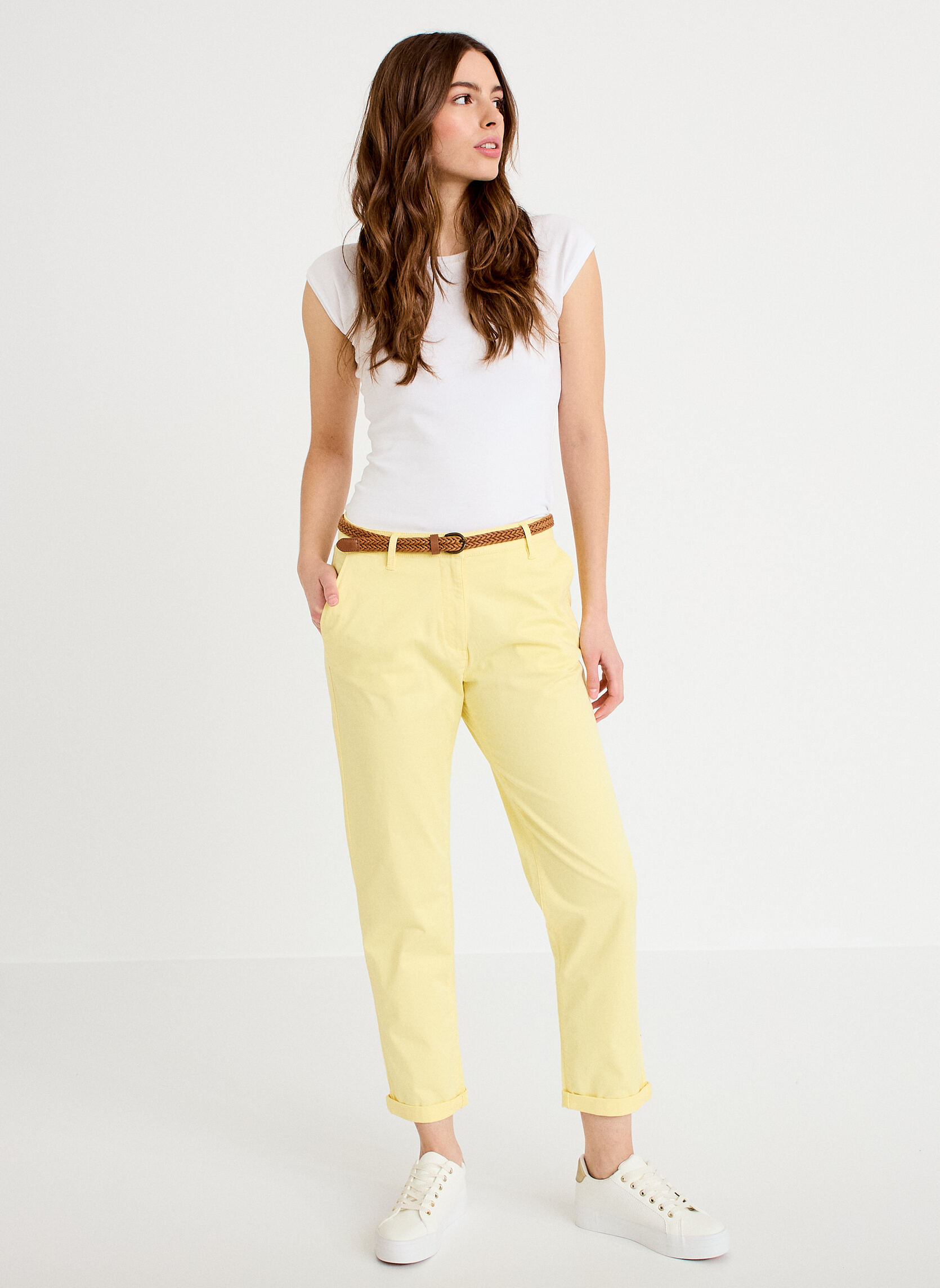 Pantalons droit CHINO-SICO femme jaune Cache Cache Pantalons droit CHINO-SICO femme jaune Jaune clair