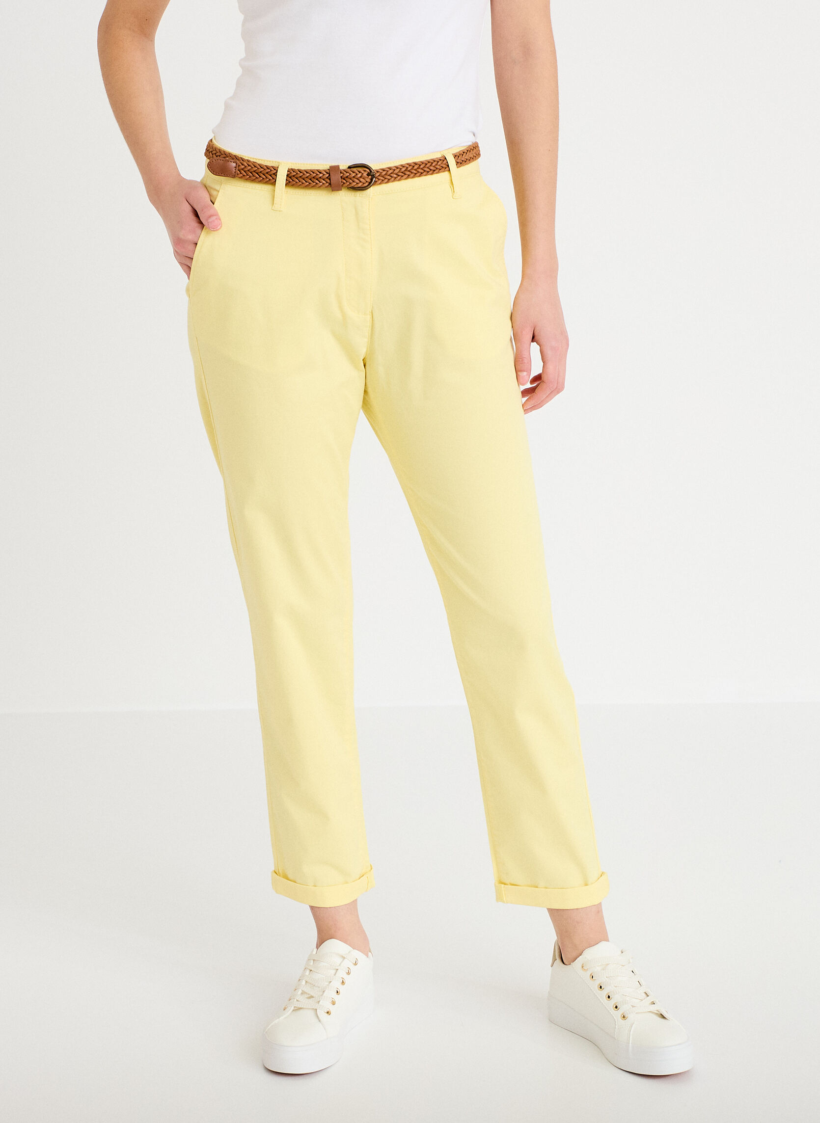 Pantalons droit CHINO-SICO femme jaune Cache Cache Pantalons droit CHINO-SICO femme jaune Jaune clair