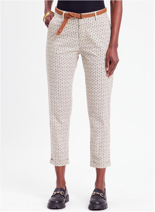 Cache Cache Pantalons droit CHINO-PRINT femme blanc