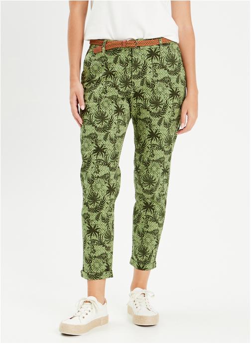 Cache Cache Pantalons droit CHINO-PRINT femme vert