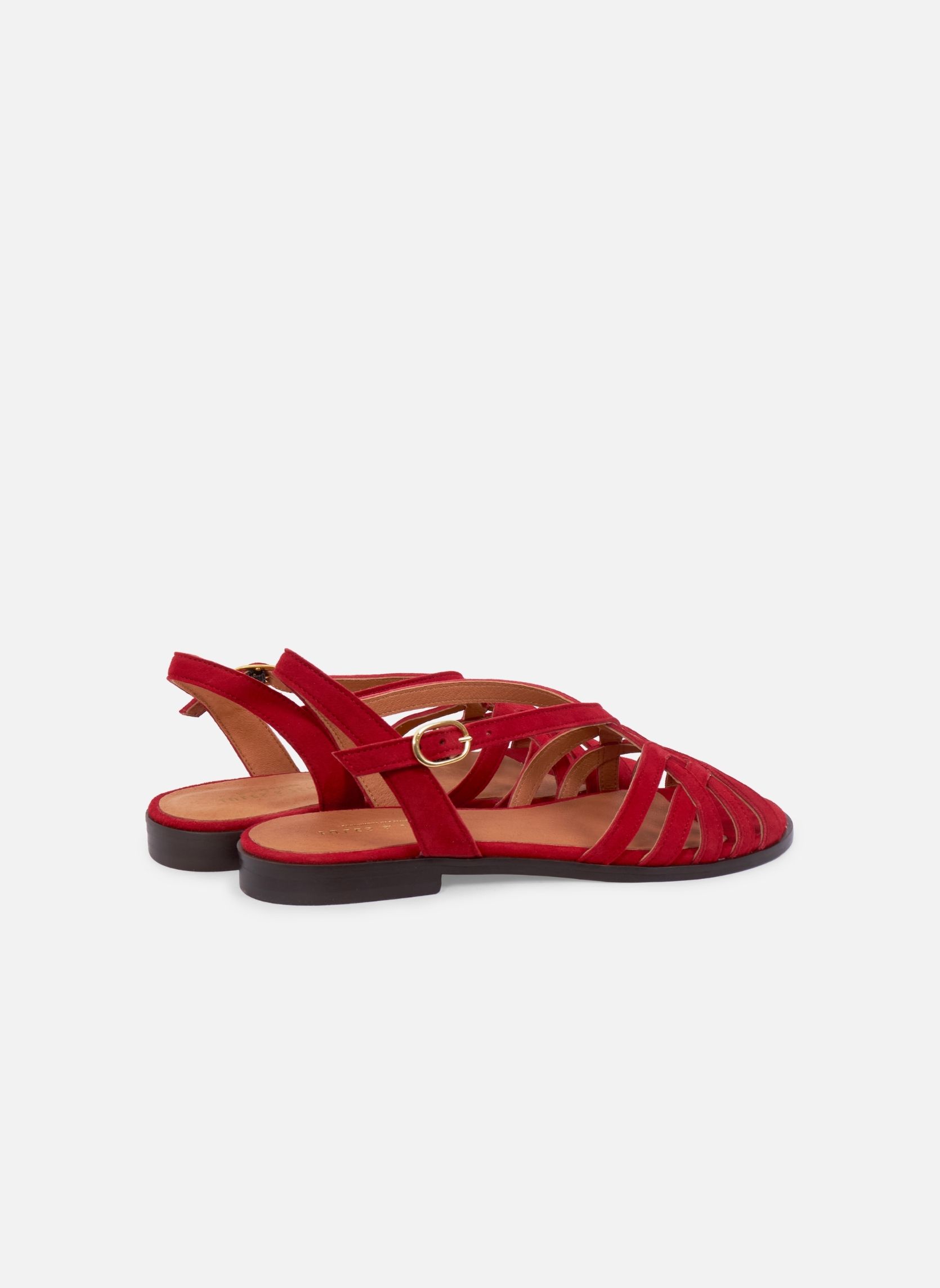 Sandales Sandales plates brides femme rouge JULES & JENN Sandales Sandales plates brides femme rouge Rouge