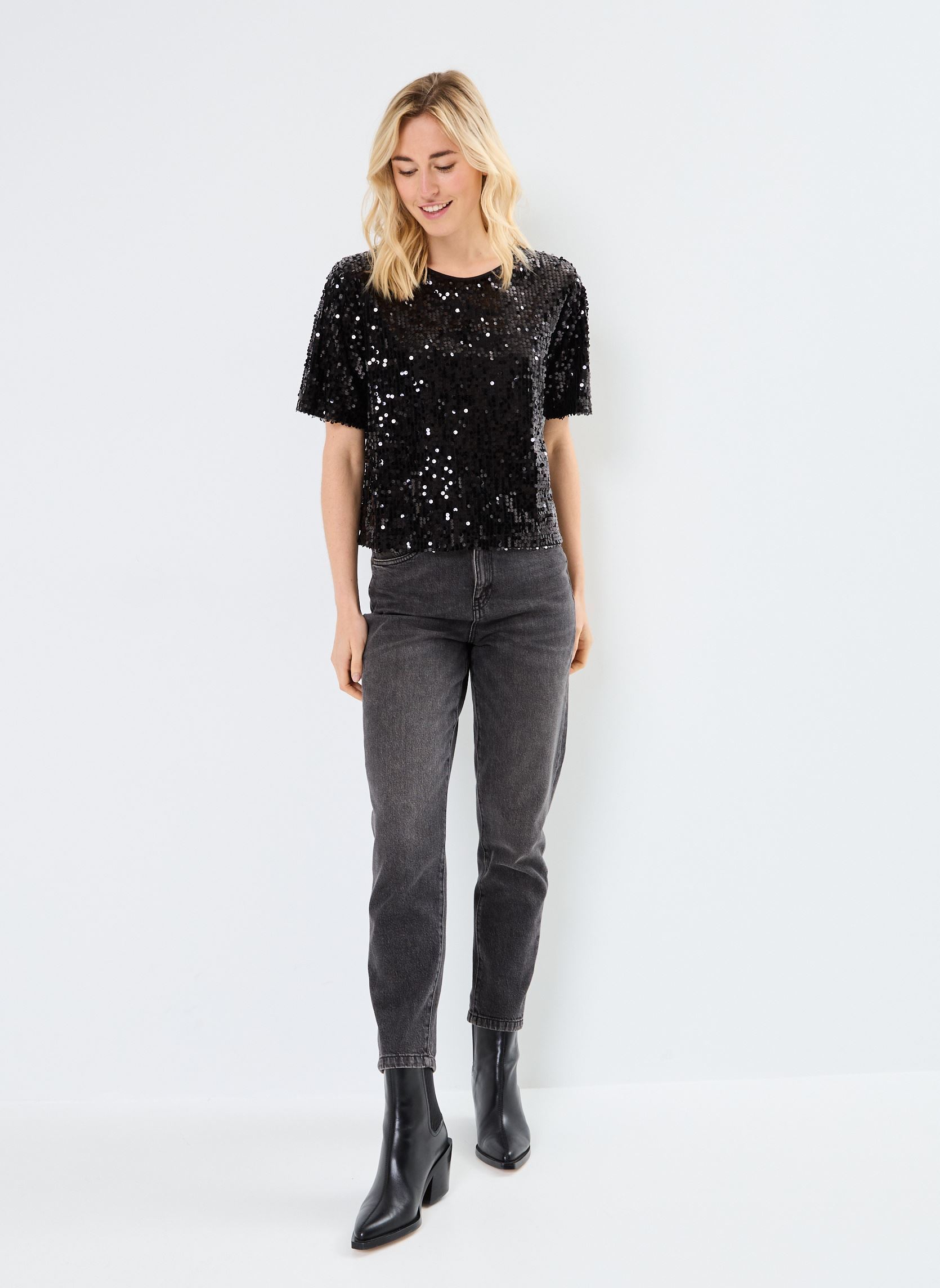 Camisetas de manga corta TEESEQUIN fête mujer negro MADE BY Camisetas de manga corta TEESEQUIN fête mujer negro NOIR
