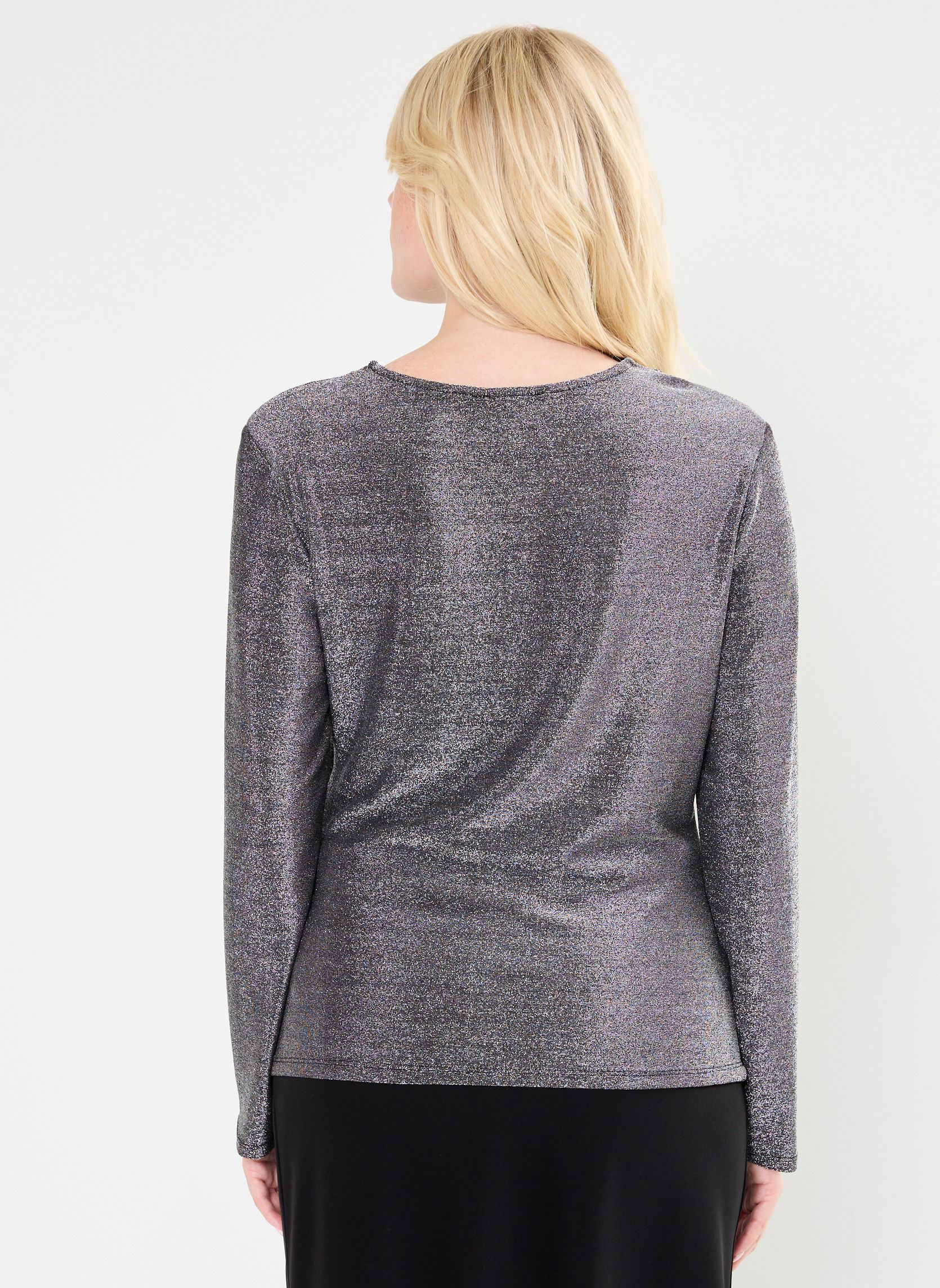T-shirt a maniche lunghe TANGER fête donna argento MADE BY T-shirt a maniche lunghe TANGER fête donna argento ARGENT