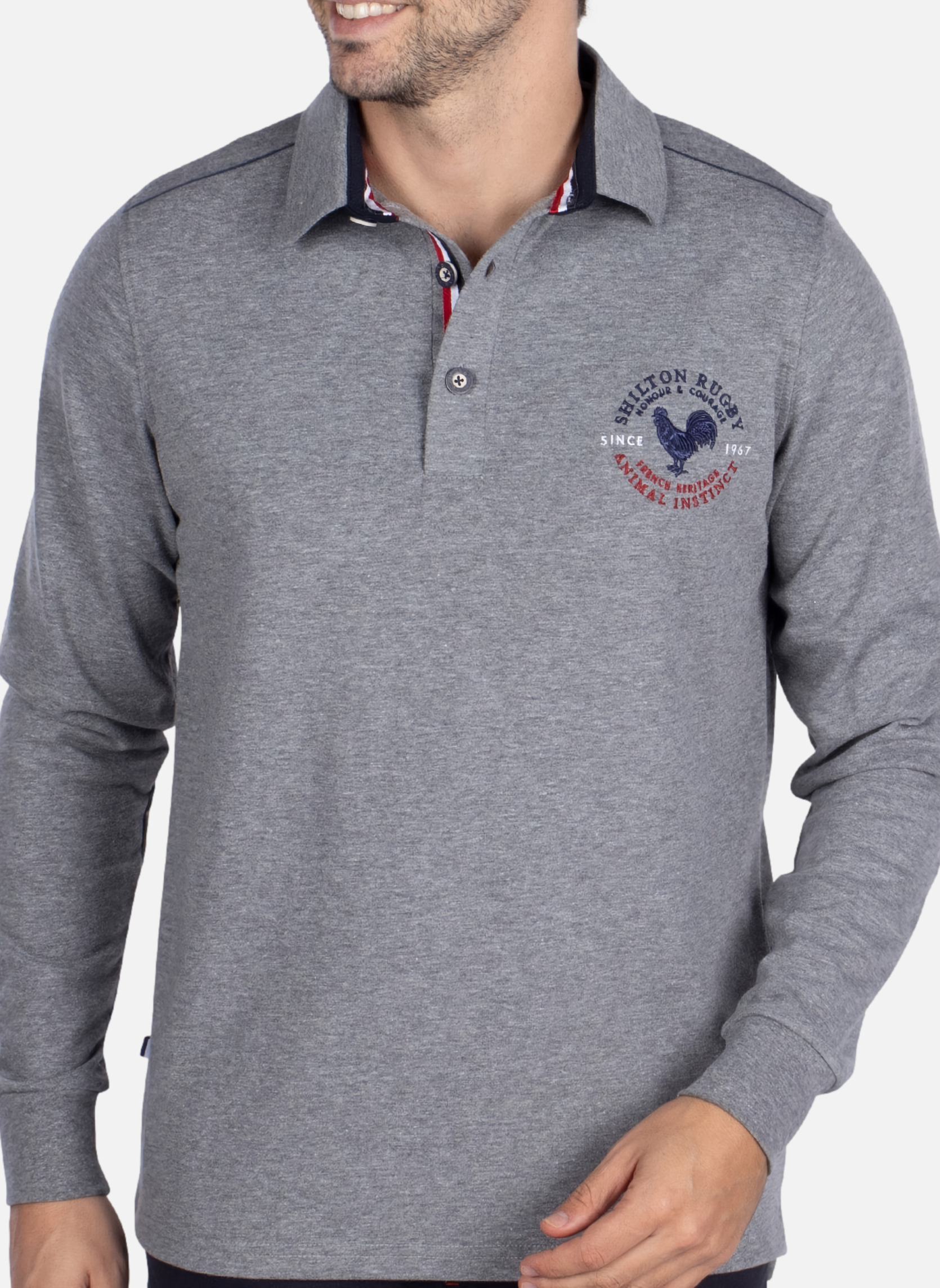 Maillot Rugby ARMAGNAC BIGORRE Gris, Manches Courtes XL - Société Générale Vintage