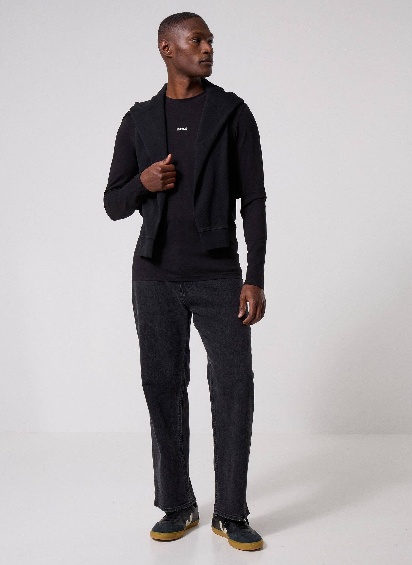 Tee-shirts manches longues TChark homme noir BOSS Tee-shirts manches longues TChark homme noir 001-Black