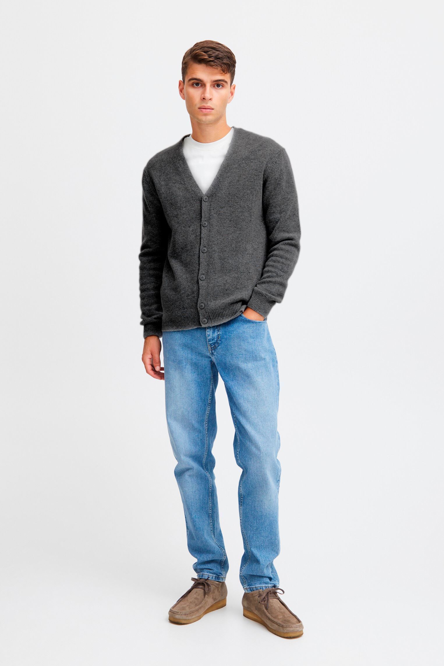 Vesten CFKarl lambswool cardigan Noos heren grijs Casual Friday Vesten CFKarl lambswool cardigan Noos heren grijs PEWTER MIX