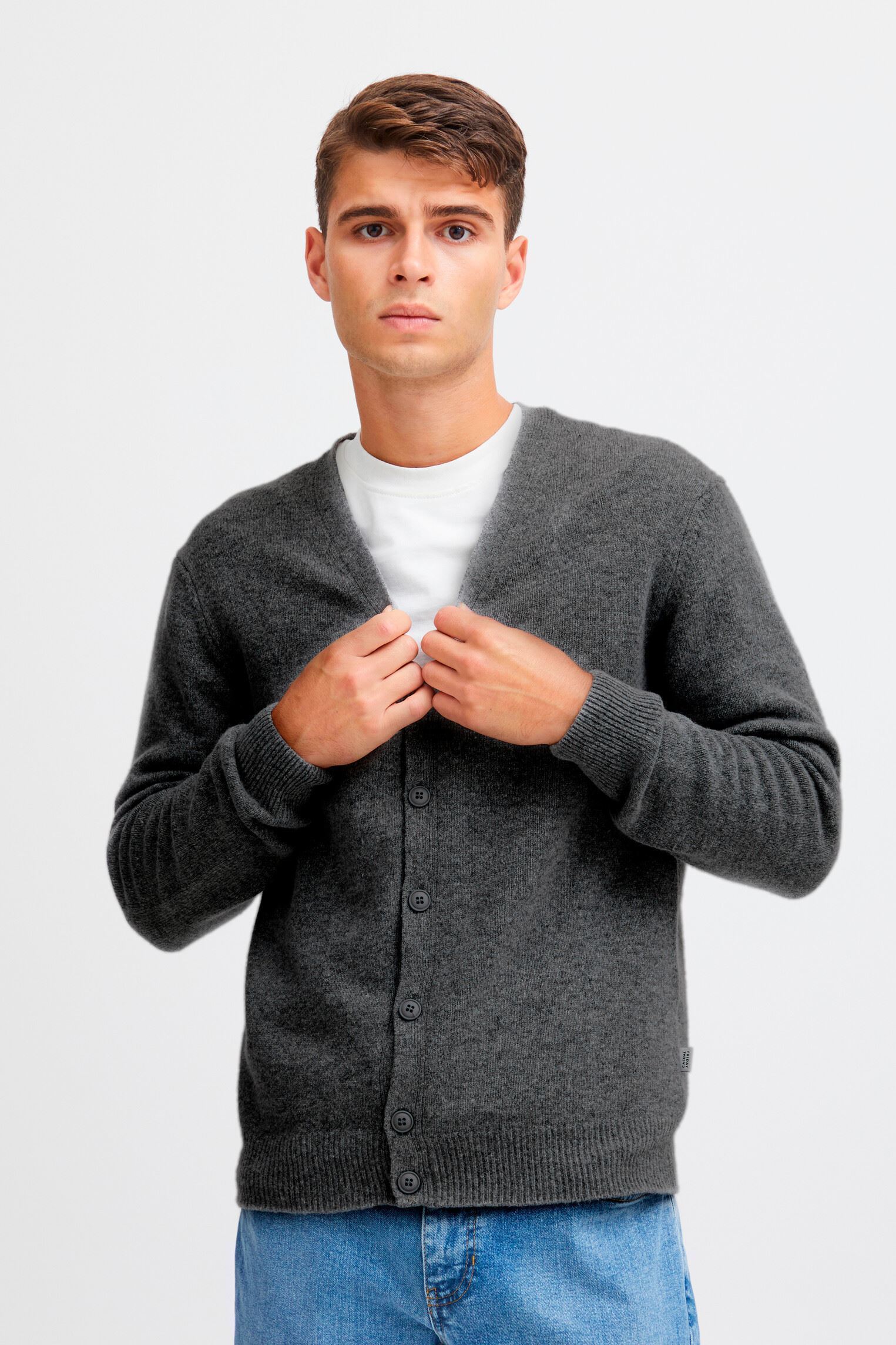 Vesten CFKarl lambswool cardigan Noos heren grijs Casual Friday Vesten CFKarl lambswool cardigan Noos heren grijs PEWTER MIX