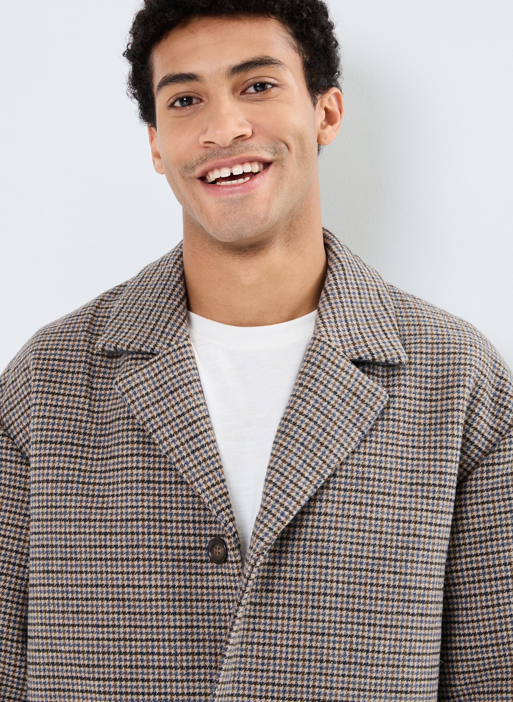 Duffle-coats CFClaes houndstooth cheked relaxed coat homme gris Casual Friday Duffle-coats CFClaes houndstooth cheked relaxed coat homme gris SILVER MINK