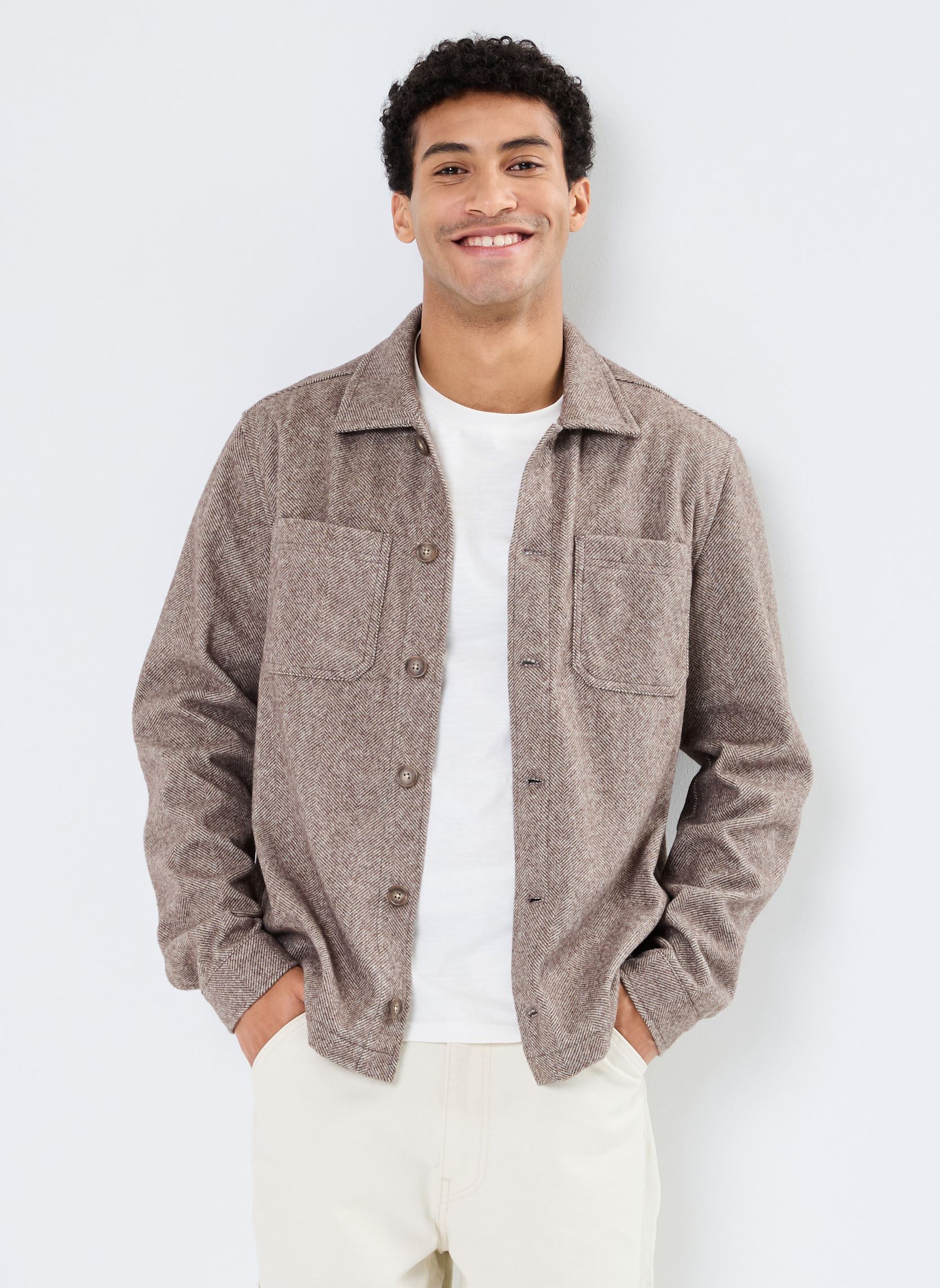 Jacken CFGibson herringbone jacket herren braun Casual Friday Jacken CFGibson herringbone jacket herren braun SILVER MINK MELANGE