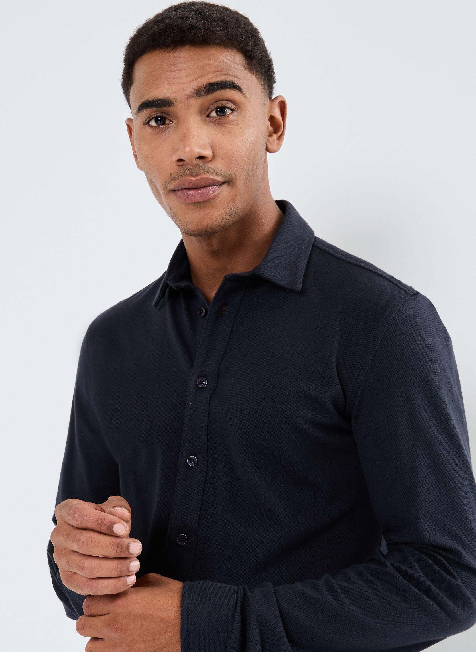Hemden CFArthur LS BU jersey piquet shirt heren blauw Casual Friday Hemden CFArthur LS BU jersey piquet shirt heren blauw DARK NAVY