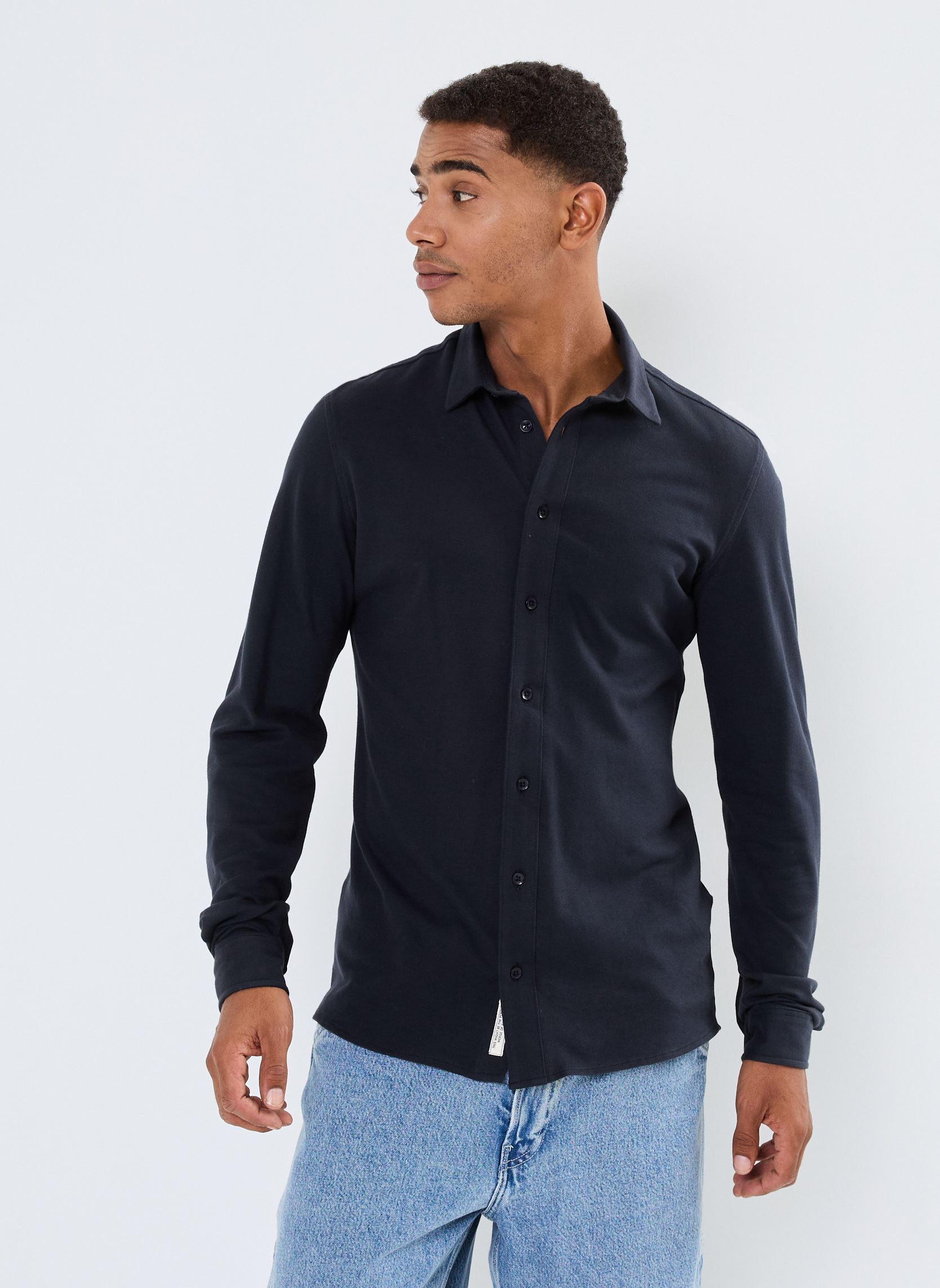 Hemden CFArthur LS BU jersey piquet shirt heren blauw Casual Friday Hemden CFArthur LS BU jersey piquet shirt heren blauw DARK NAVY