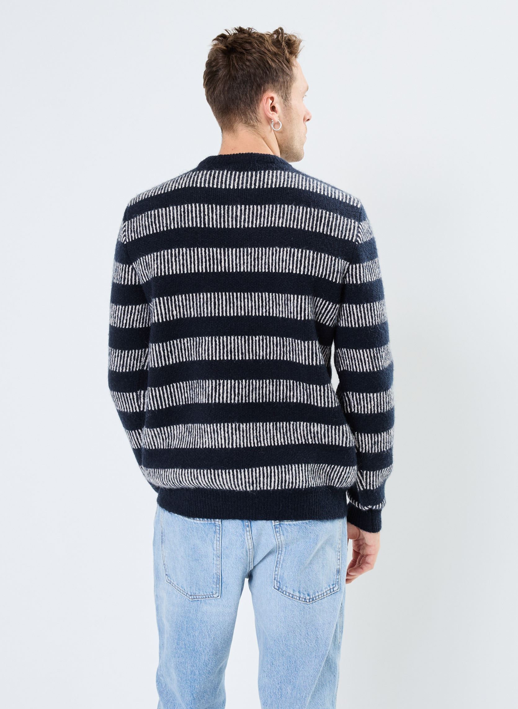 Pulls CFKarl striped jaquard crew neck knit homme bleu Casual Friday Pulls CFKarl striped jaquard crew neck knit homme bleu DARK NAVY