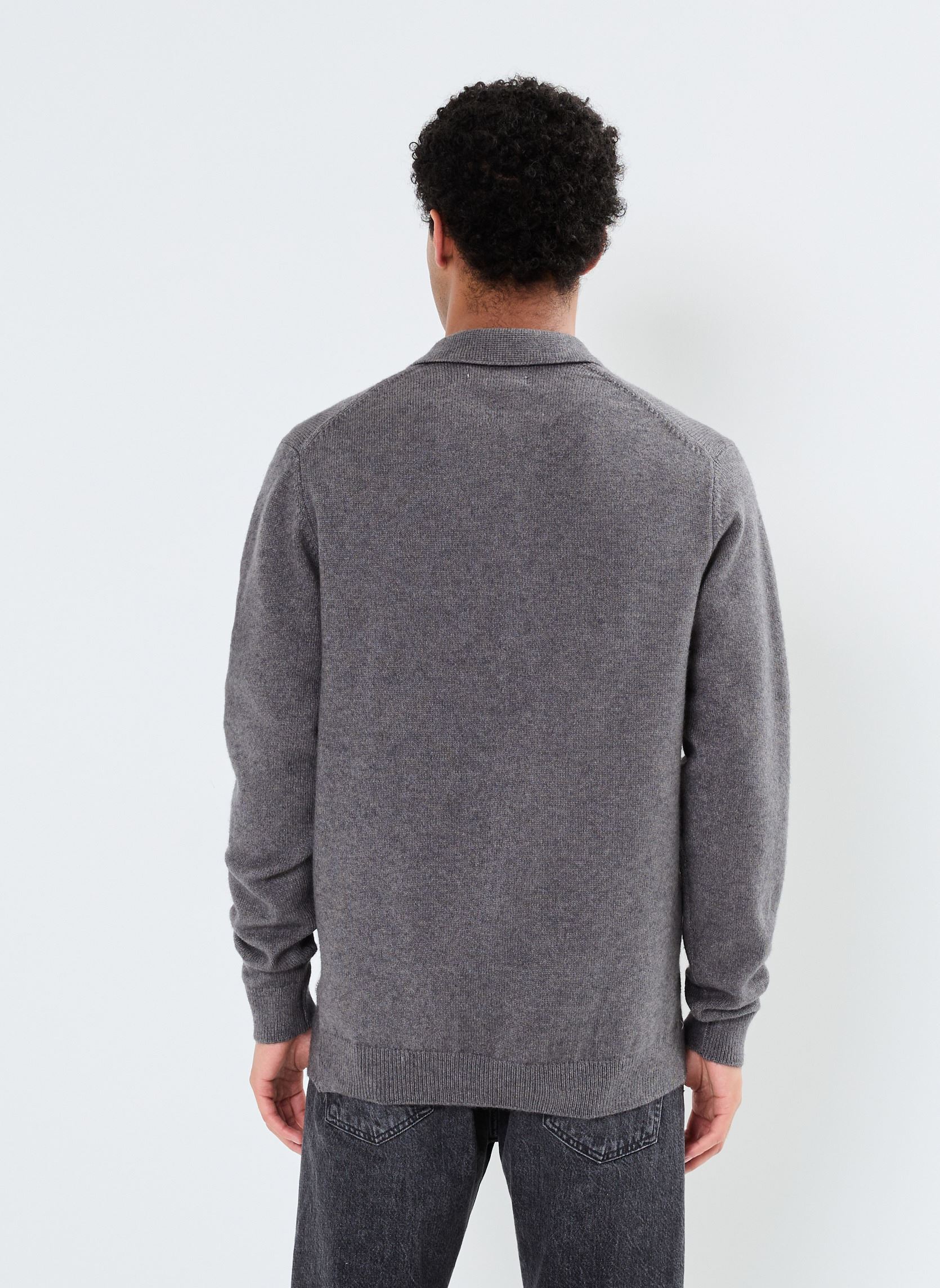 Pullover CFKarl polo knit herren grau Casual Friday Pullover CFKarl polo knit herren grau PEWTER MIX