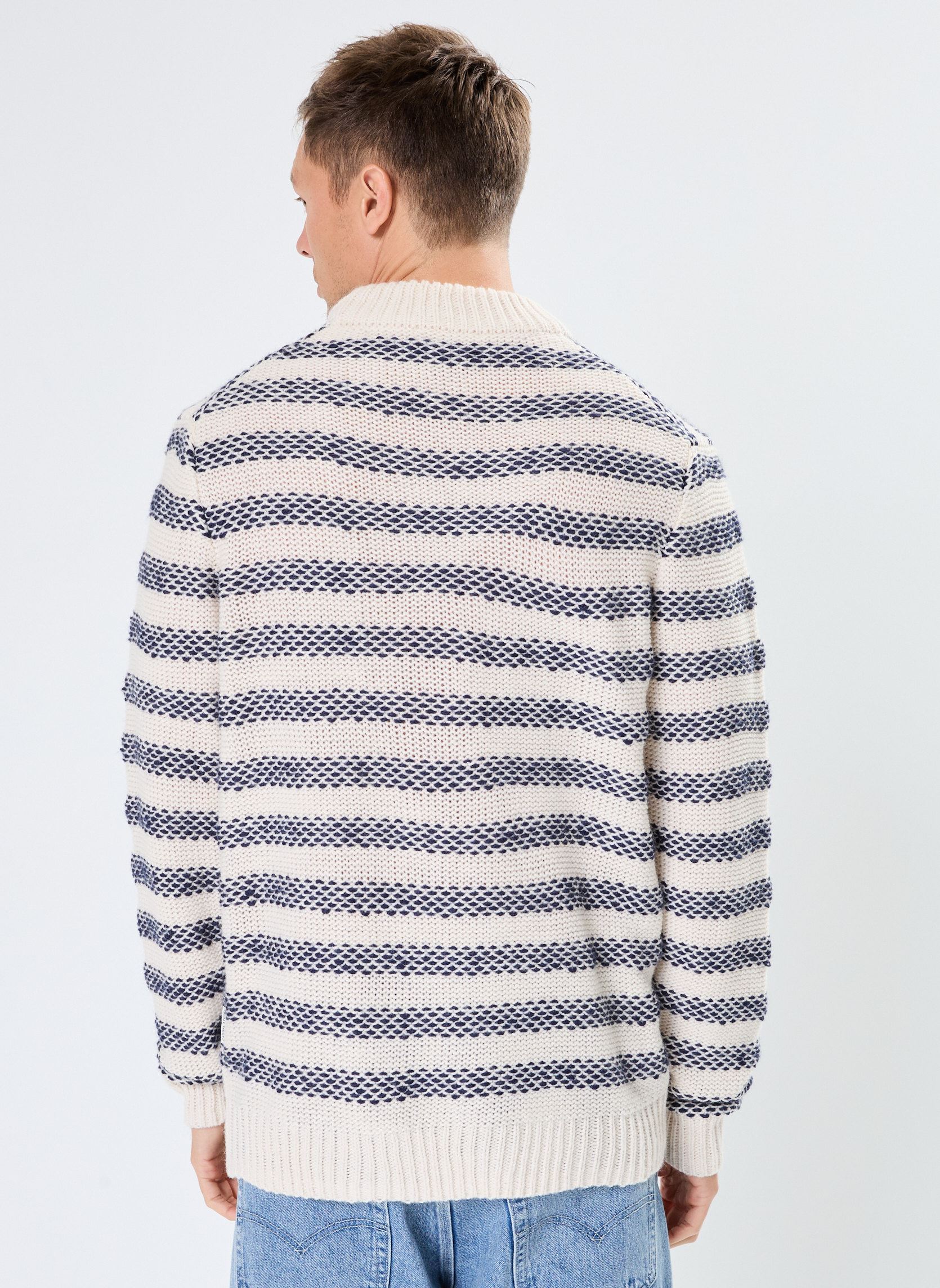 Pullover CFKarl striped knit herren weiß Casual Friday Pullover CFKarl striped knit herren weiß LIGHT SAND