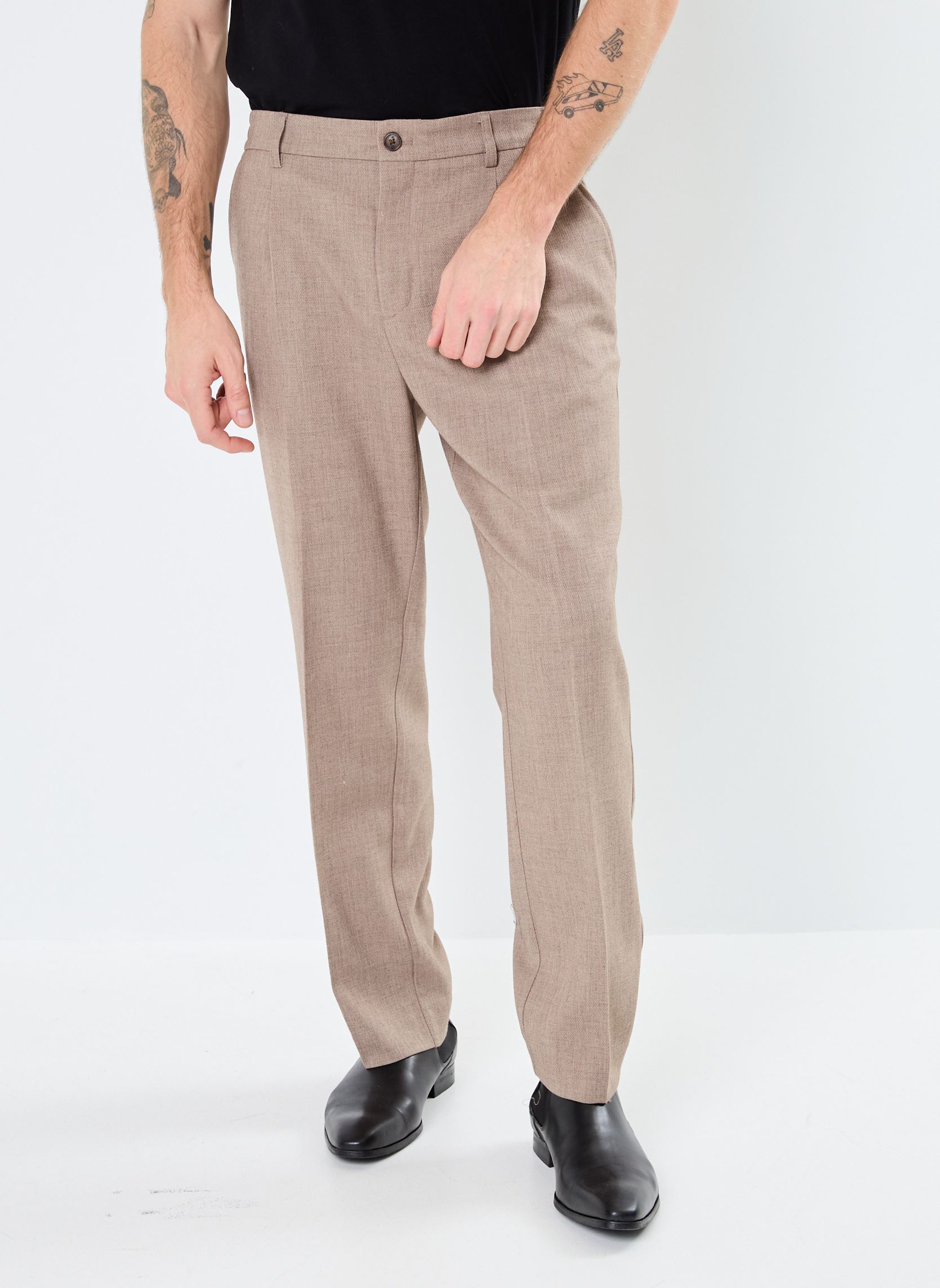 Anzughosen CFPierce 0179 wollen wide pleated pants herren beige Casual Friday Anzughosen CFPierce 0179 wollen wide pleated pants herren beige SILVER MINK MELANGE