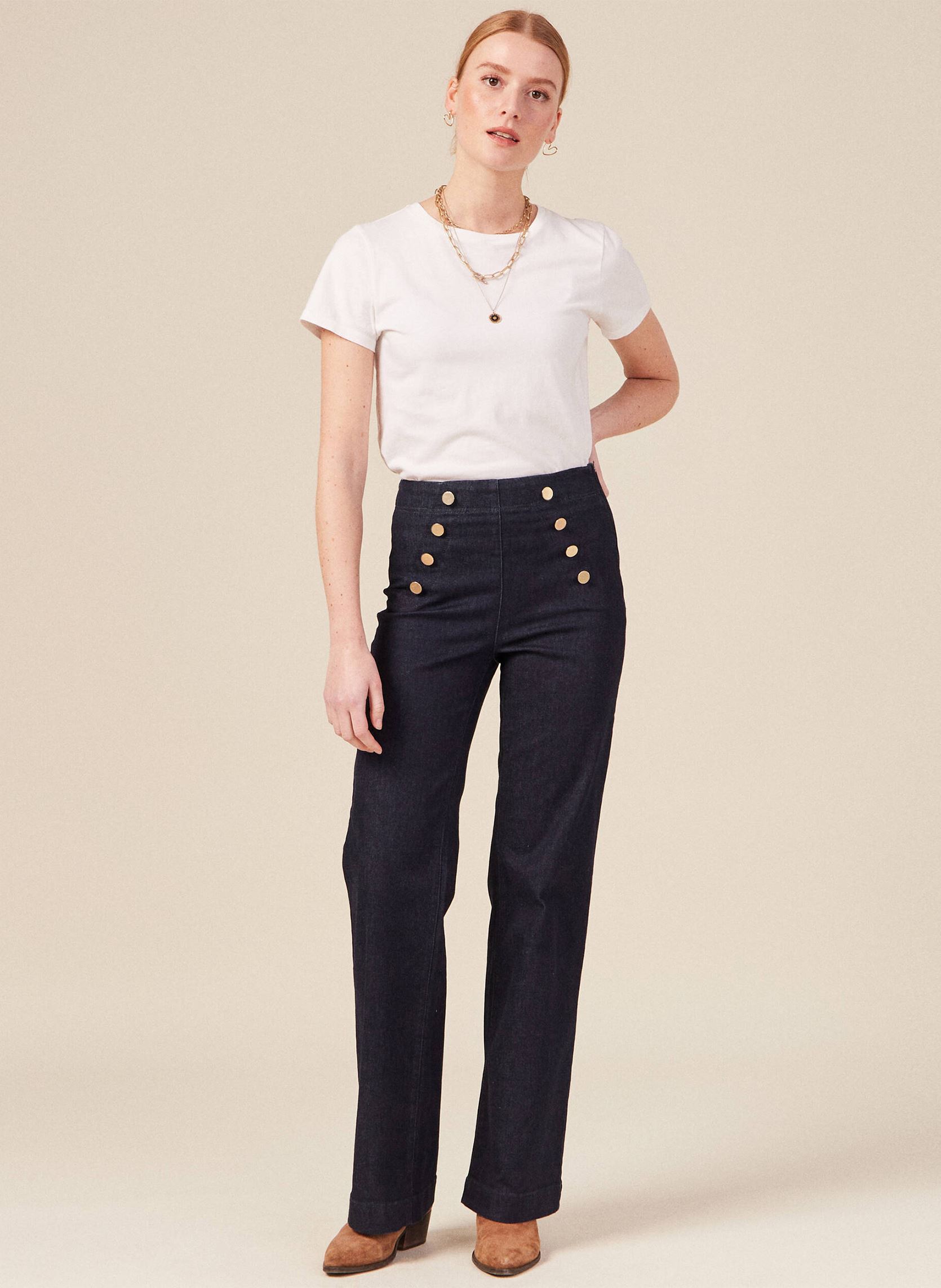 Pantalons larges FIDJI-MARIN femme bleu Bonobo Pantalons larges FIDJI-MARIN femme bleu BRUT RINSE