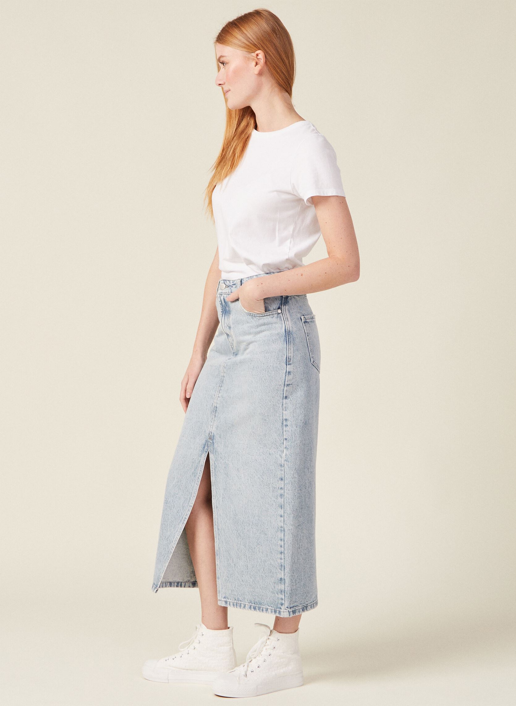 Midi-Röcke JEANLONLF damen blau Bonobo Midi-Röcke JEANLONLF damen blau DENIM BLEACH