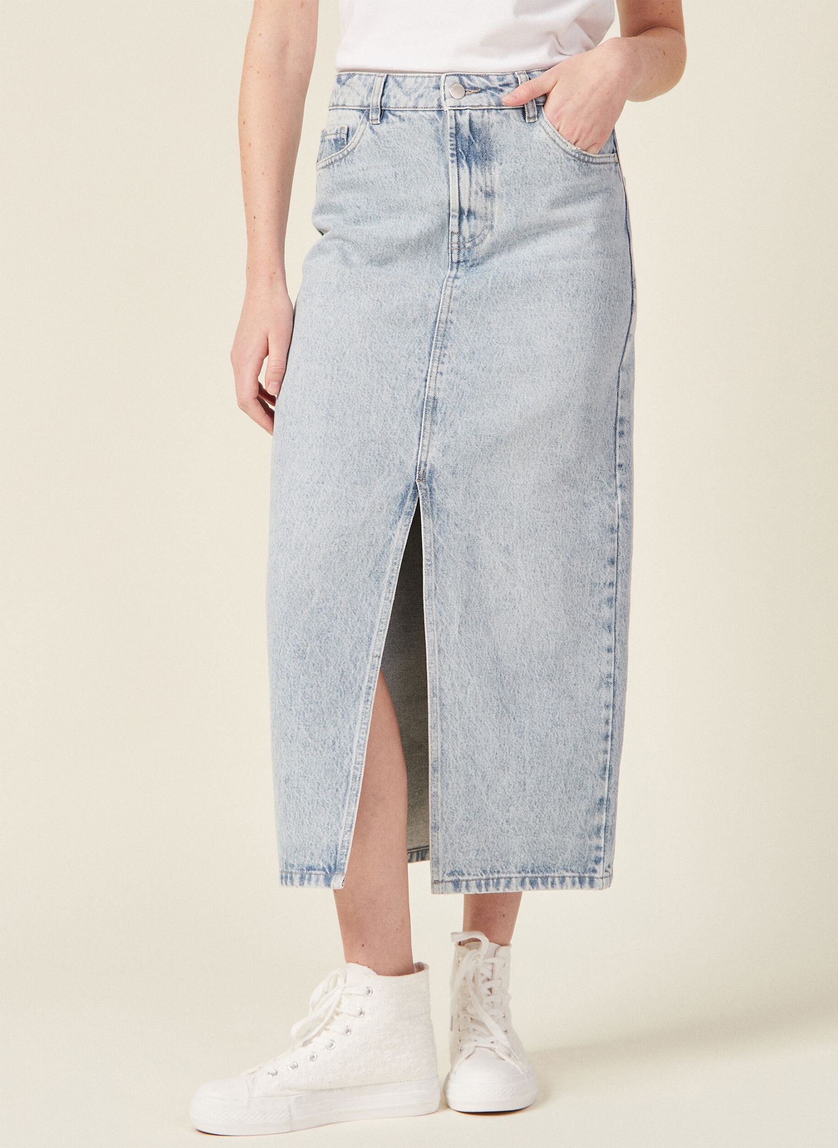 Midi-Röcke JEANLONLF damen blau Bonobo Midi-Röcke JEANLONLF damen blau DENIM BLEACH