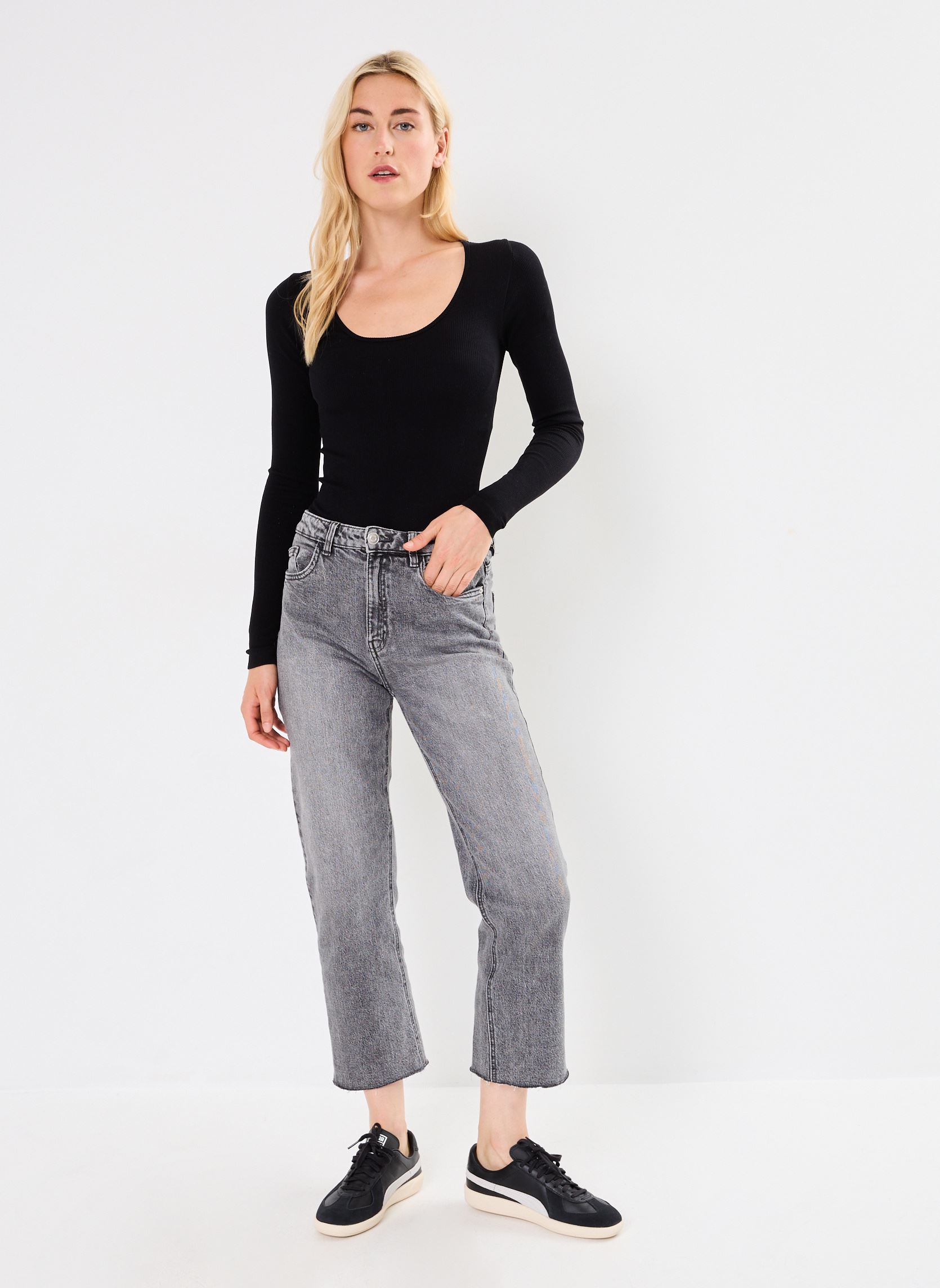 Bodys NMSOFINA L/S RIB BODYSUIT JRS NOOS damen schwarz Noisy May Bodys NMSOFINA L/S RIB BODYSUIT JRS NOOS damen schwarz Black