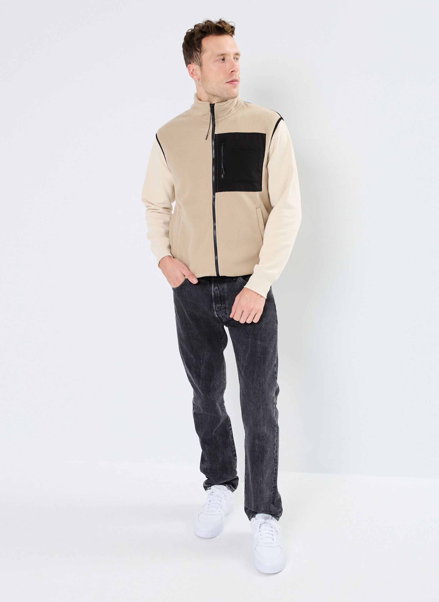 Fleece-Jacken Waistcoat herren beige Blend Fleece-Jacken Waistcoat herren beige CROCKERY