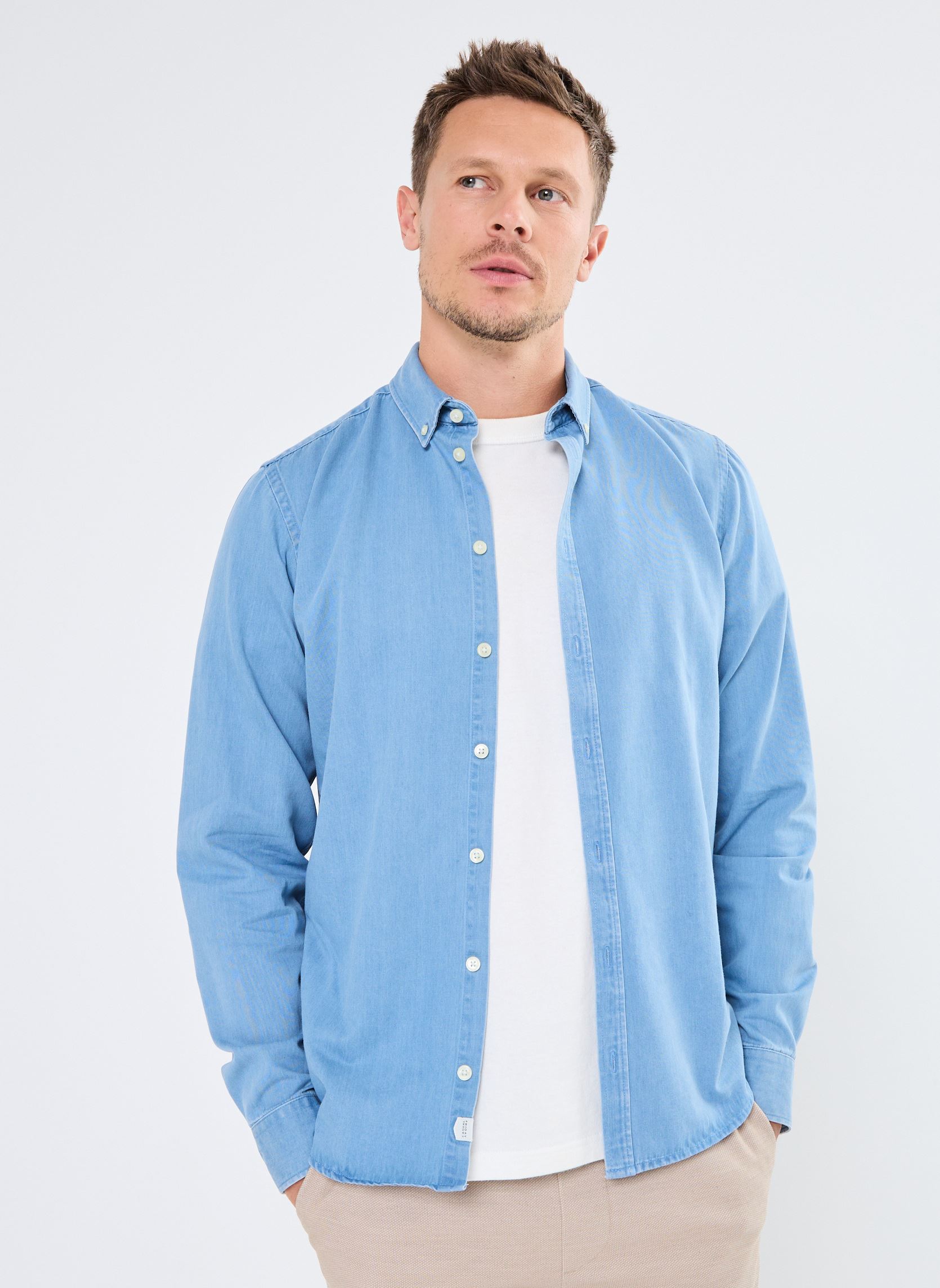 Casual Friday Camicia Uomo Cfanton BD In Misto Cotone E Lino - Il Must Have Dell'Estate, Colore Blu