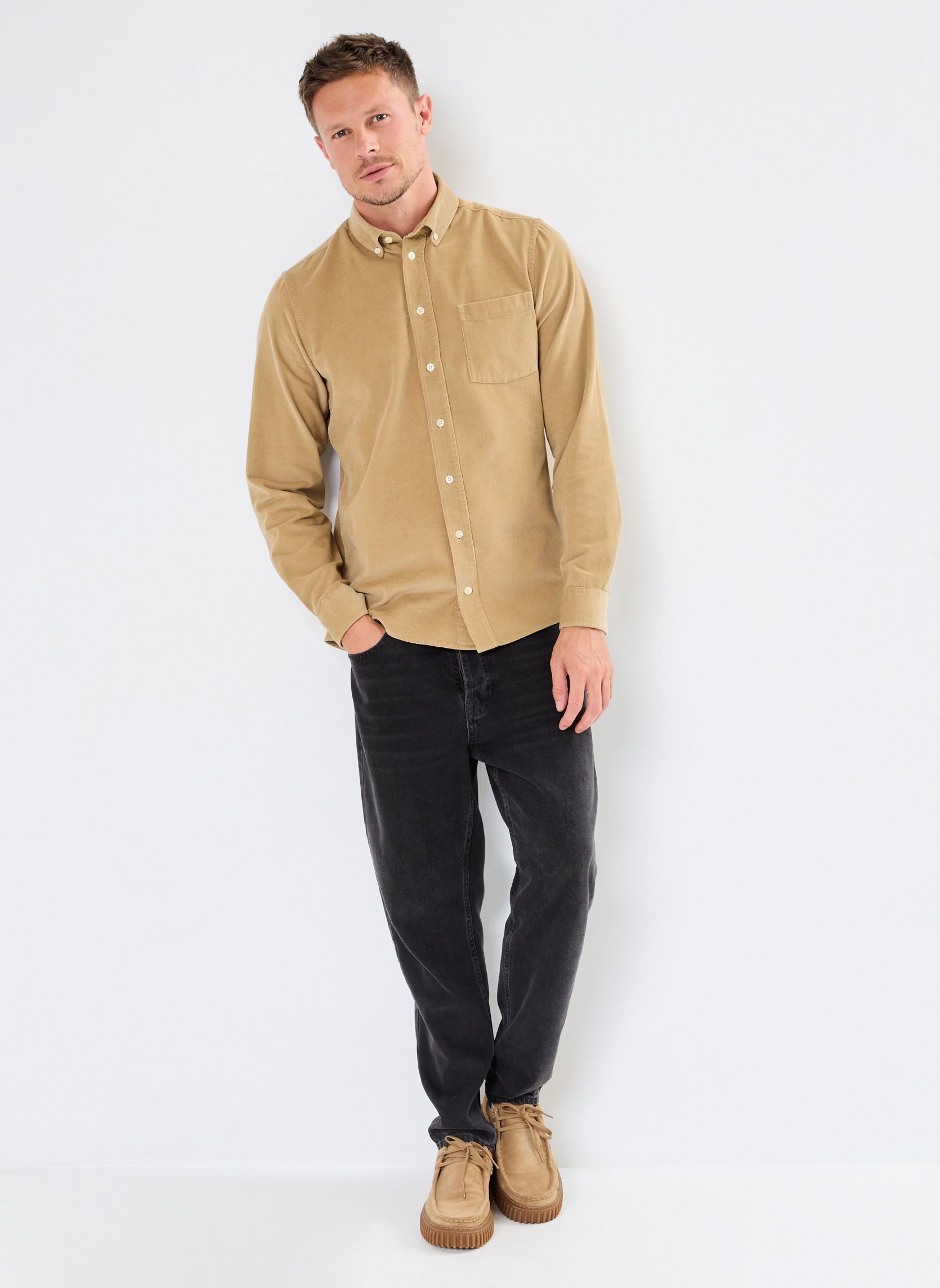 Chemises CFAnton LS BD baby cord shirt homme jaune Casual Friday Chemises CFAnton LS BD baby cord shirt homme jaune KELP