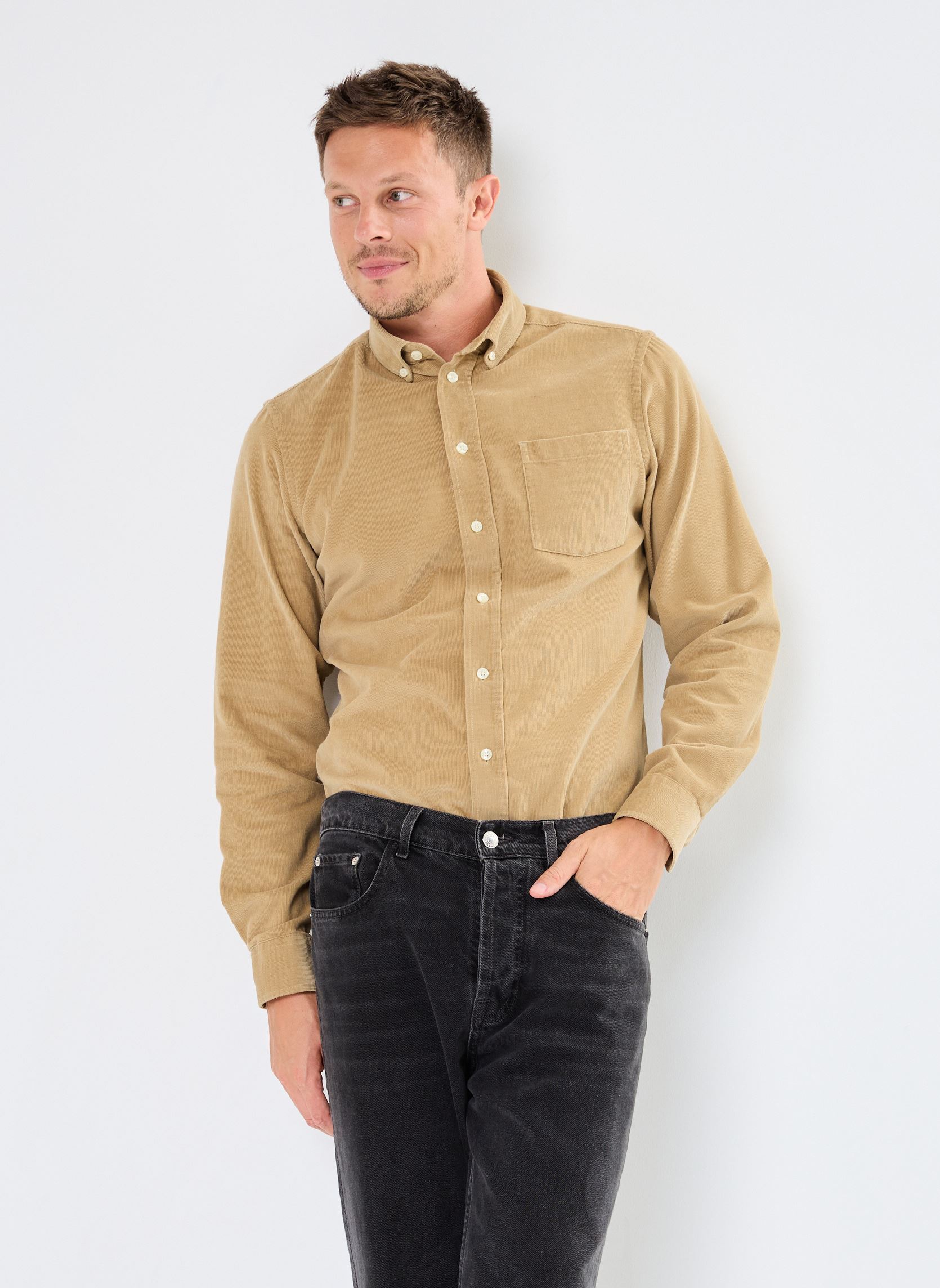 Chemises CFAnton LS BD baby cord shirt homme jaune Casual Friday Chemises CFAnton LS BD baby cord shirt homme jaune KELP