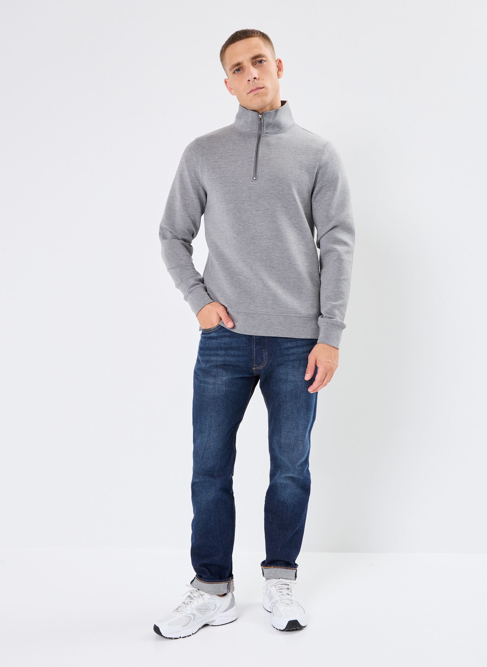 Sweats CFSebastian 0096 halfzip sweatshirt Noos homme gris Casual Friday Sweats CFSebastian 0096 halfzip sweatshirt Noos homme gris PEWTER MIX