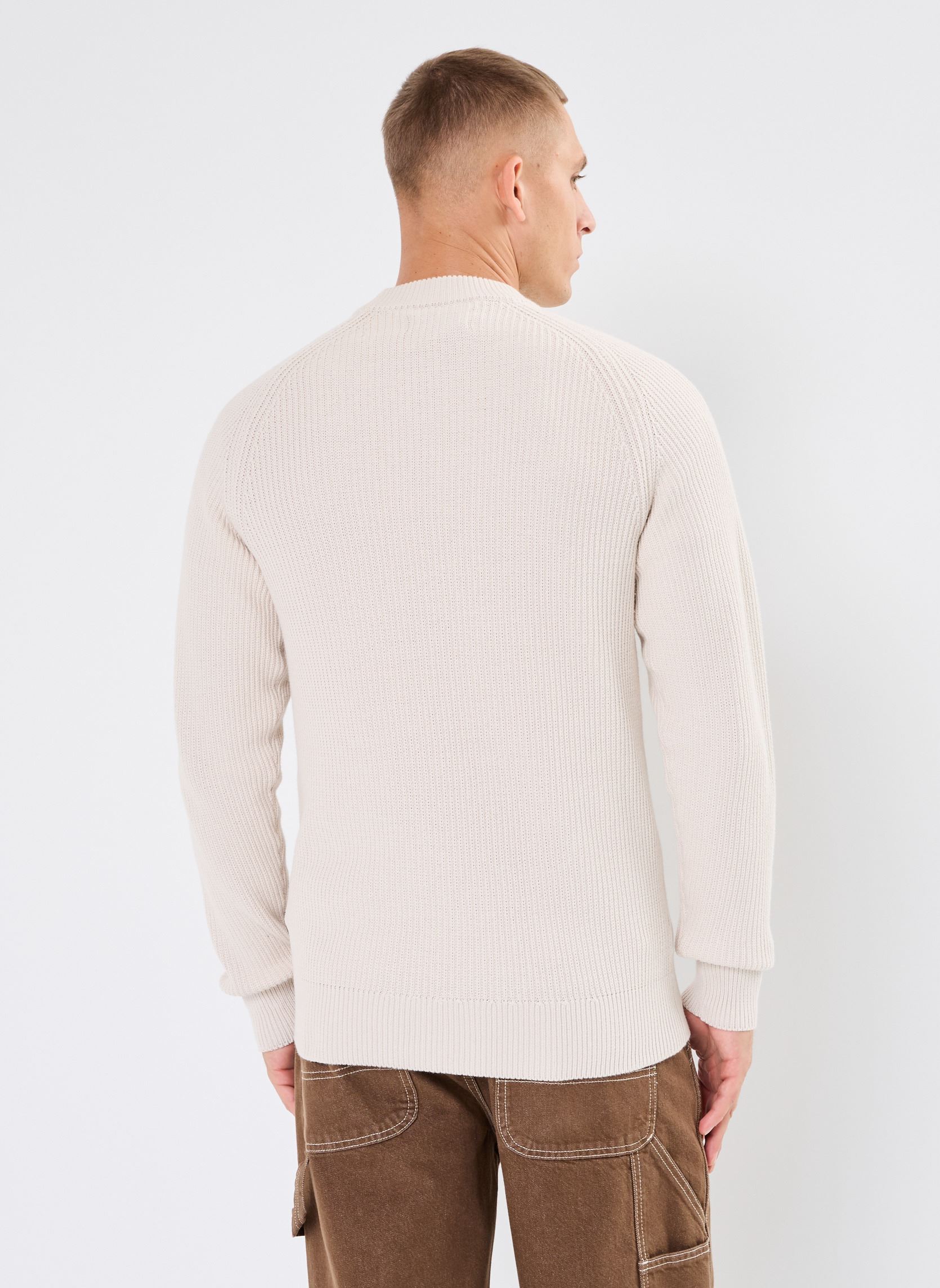 Pulls CFKristian raglan rib crew neck knit homme beige Casual Friday Pulls CFKristian raglan rib crew neck knit homme beige PUMICE STONE