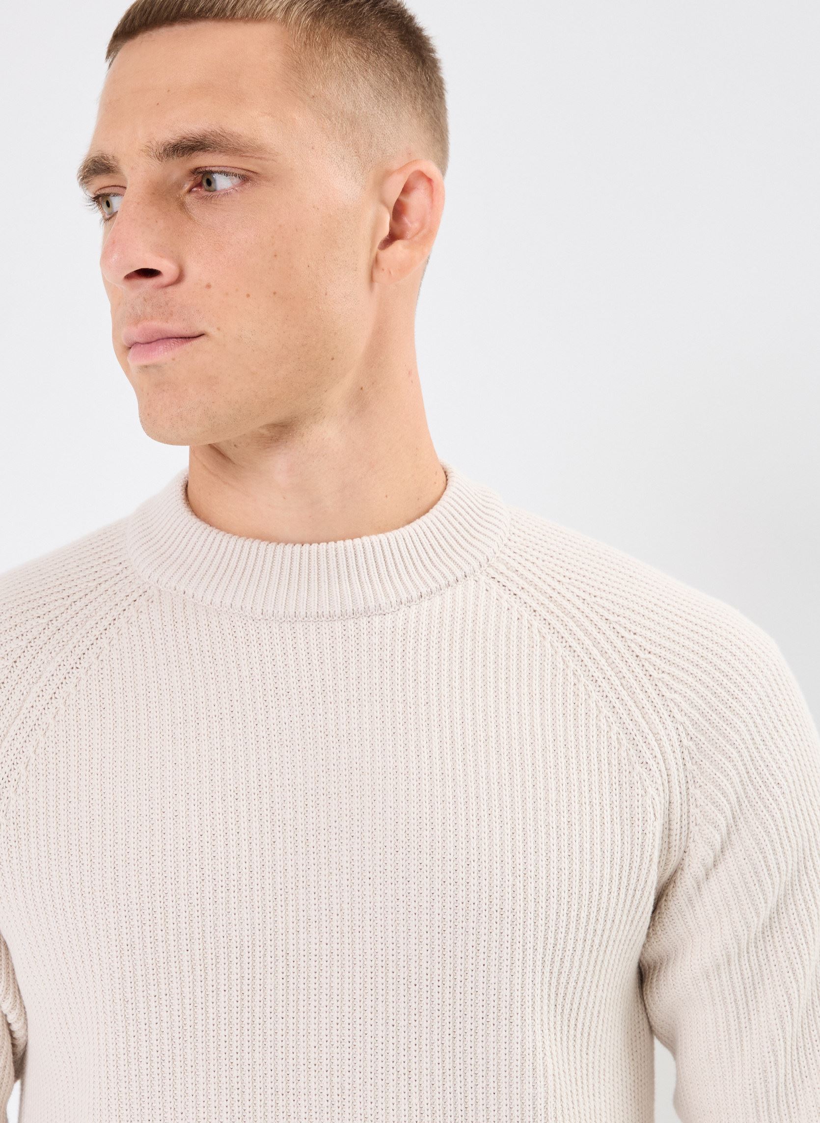 Pulls CFKristian raglan rib crew neck knit homme beige Casual Friday Pulls CFKristian raglan rib crew neck knit homme beige PUMICE STONE