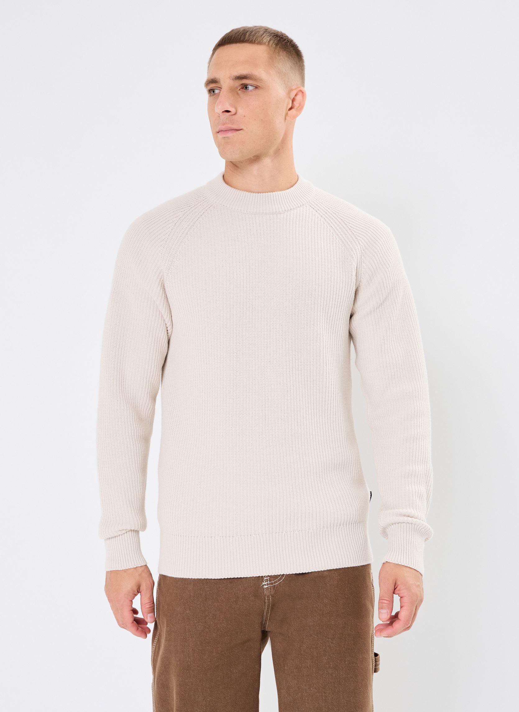 Pulls CFKristian raglan rib crew neck knit homme beige Casual Friday Pulls CFKristian raglan rib crew neck knit homme beige PUMICE STONE