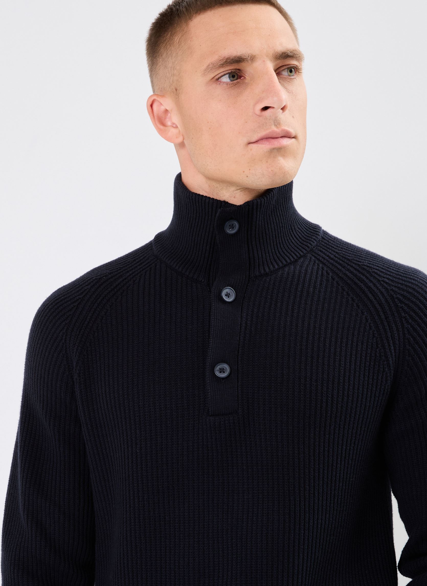 Pulls CFKristian 0162 ribbed high neck knit homme bleu Casual Friday Pulls CFKristian 0162 ribbed high neck knit homme bleu DARK NAVY