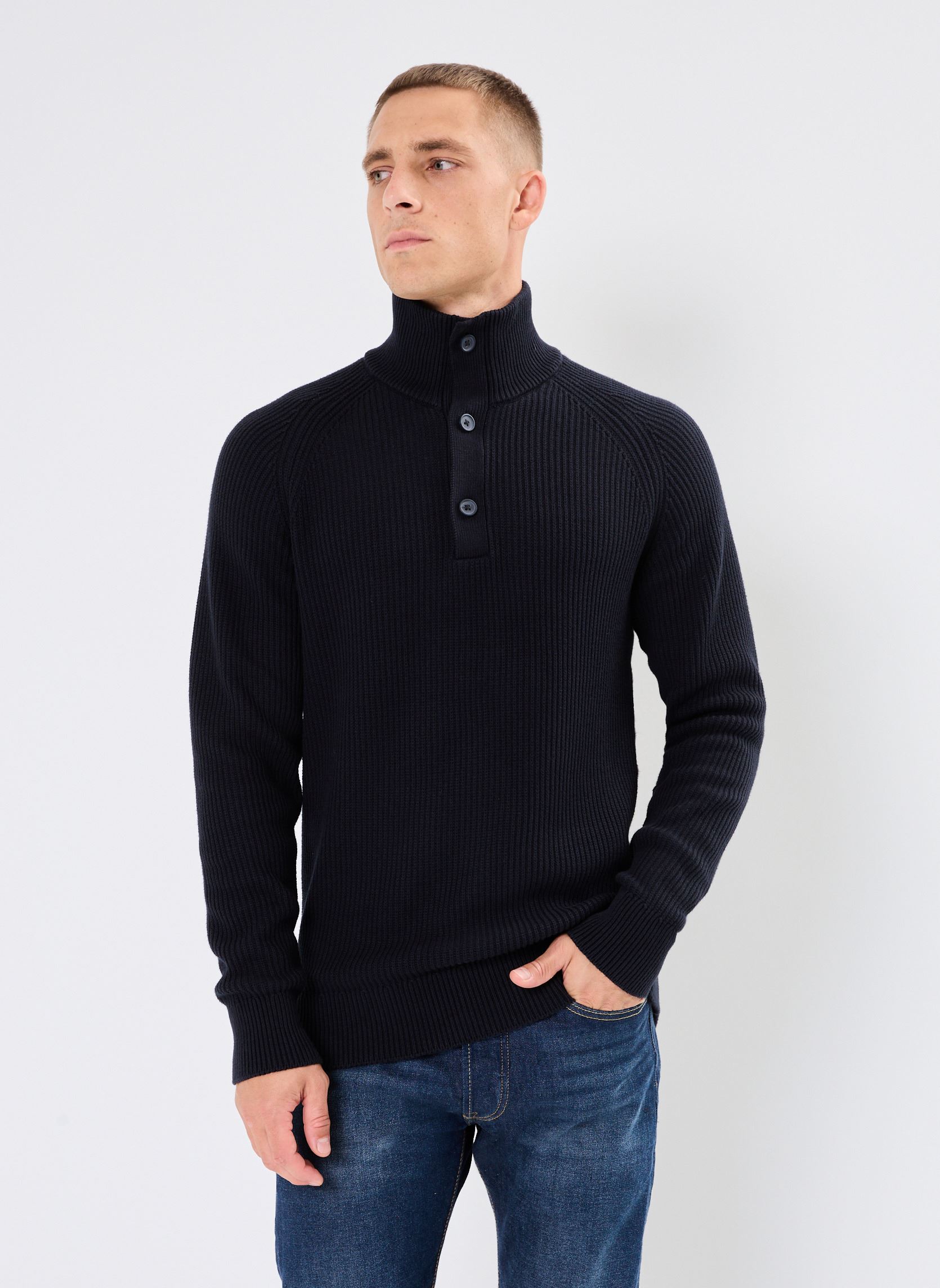 Pulls CFKristian 0162 ribbed high neck knit homme bleu Casual Friday Pulls CFKristian 0162 ribbed high neck knit homme bleu DARK NAVY