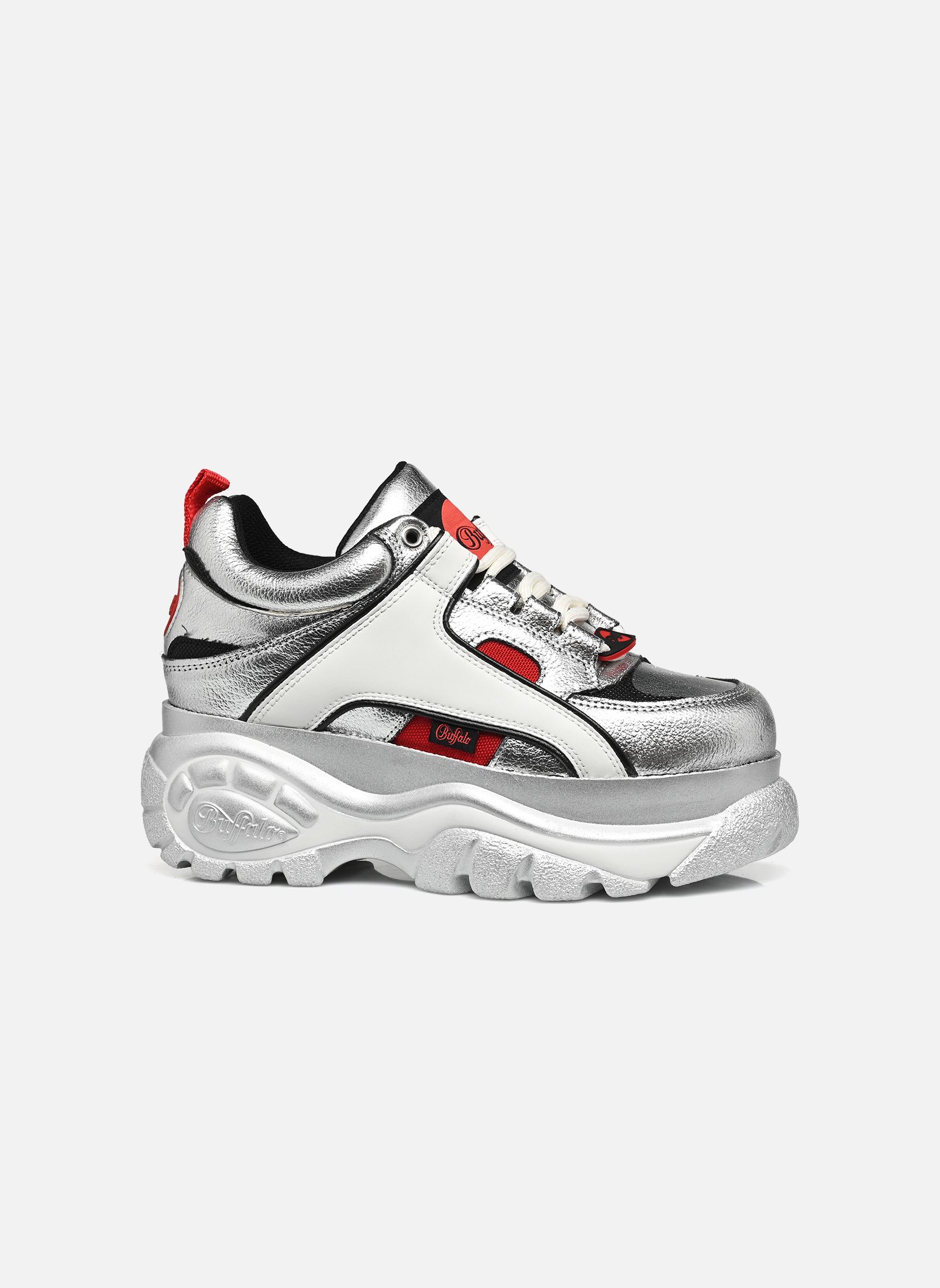 Knöchelhohe Sneaker 1339-14 REV damen silber Buffalo Knöchelhohe Sneaker 1339-14 REV damen silber SILVER/WHITE/RED