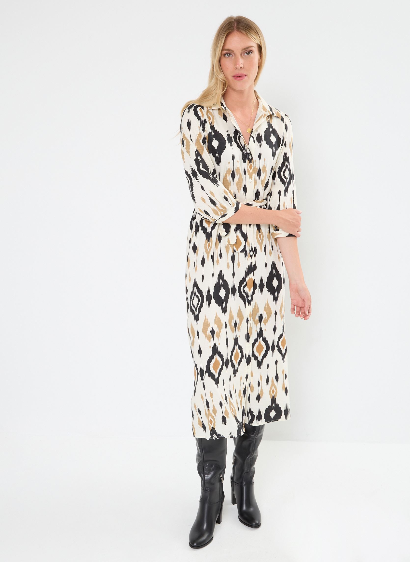 Lange jurken VMMILLE 3/4 SHIRT 7/8 DRESS WVN BTQ GA dames beige Vero Moda Lange jurken VMMILLE 3/4 SHIRT 7/8 DRESS WVN BTQ GA dames beige Birch