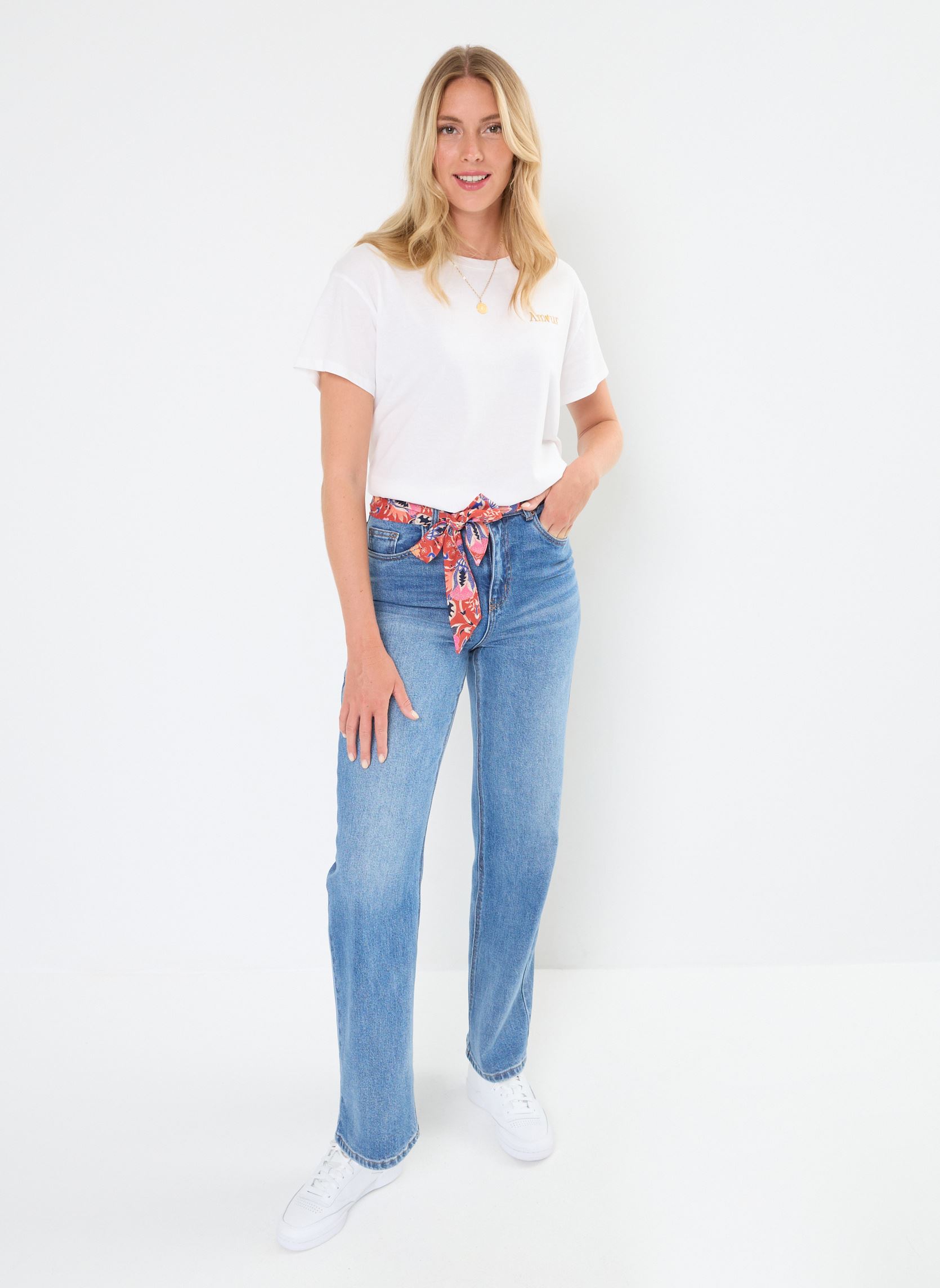 Wijde jeans / Flared Jeans VMTESSA HR WIDE BELT JEANS GU3203 LCS dames blauw Vero Moda Wijde jeans / Flared Jeans VMTESSA HR WIDE BELT JEANS GU3203 LCS dames blauw Medium Blue Denim